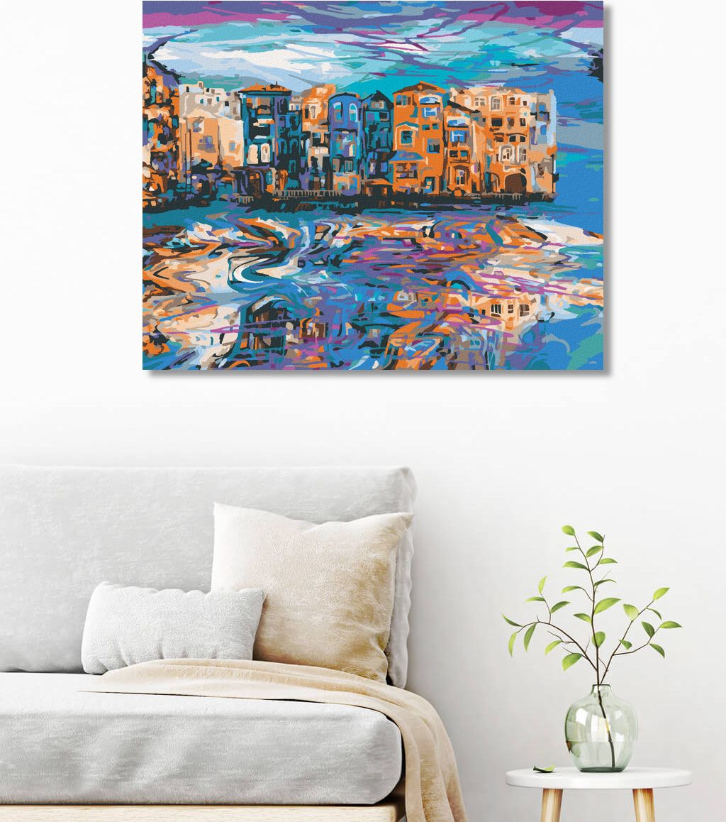 zuty Malování podle čísel - ODRAZ MĚSTA VE VODĚ - Rozměr: 40x50 cm, Rámování: Varianta: vypnuté plátno na rám - obrázek 7