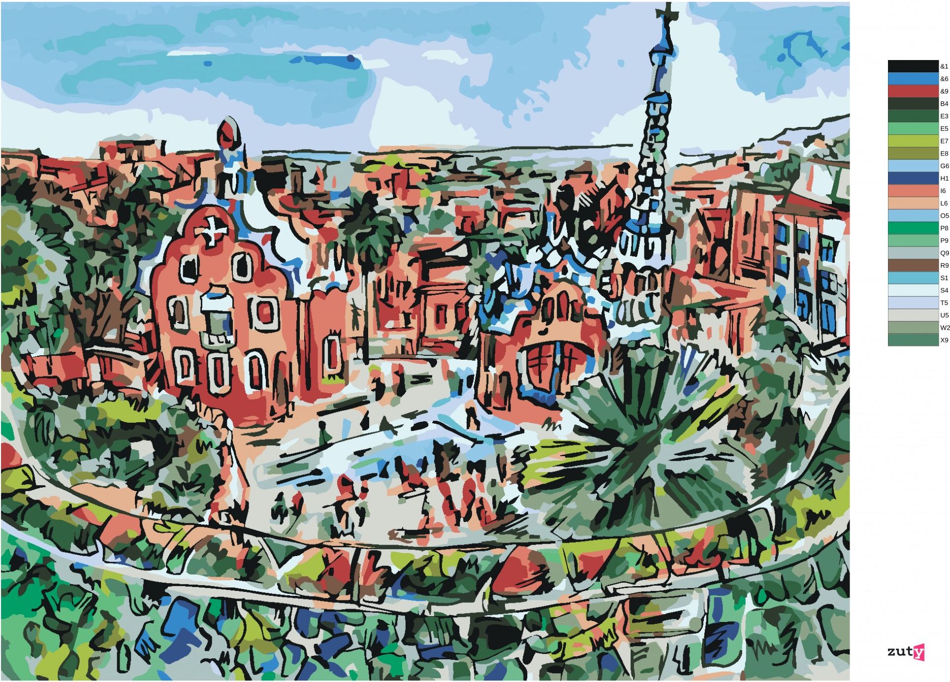 zuty Malování podle čísel - BAREVNÁ BARCELONA - Rozměr: 40x50 cm, Rámování: Varianta: vypnuté plátno na rám - obrázek 9