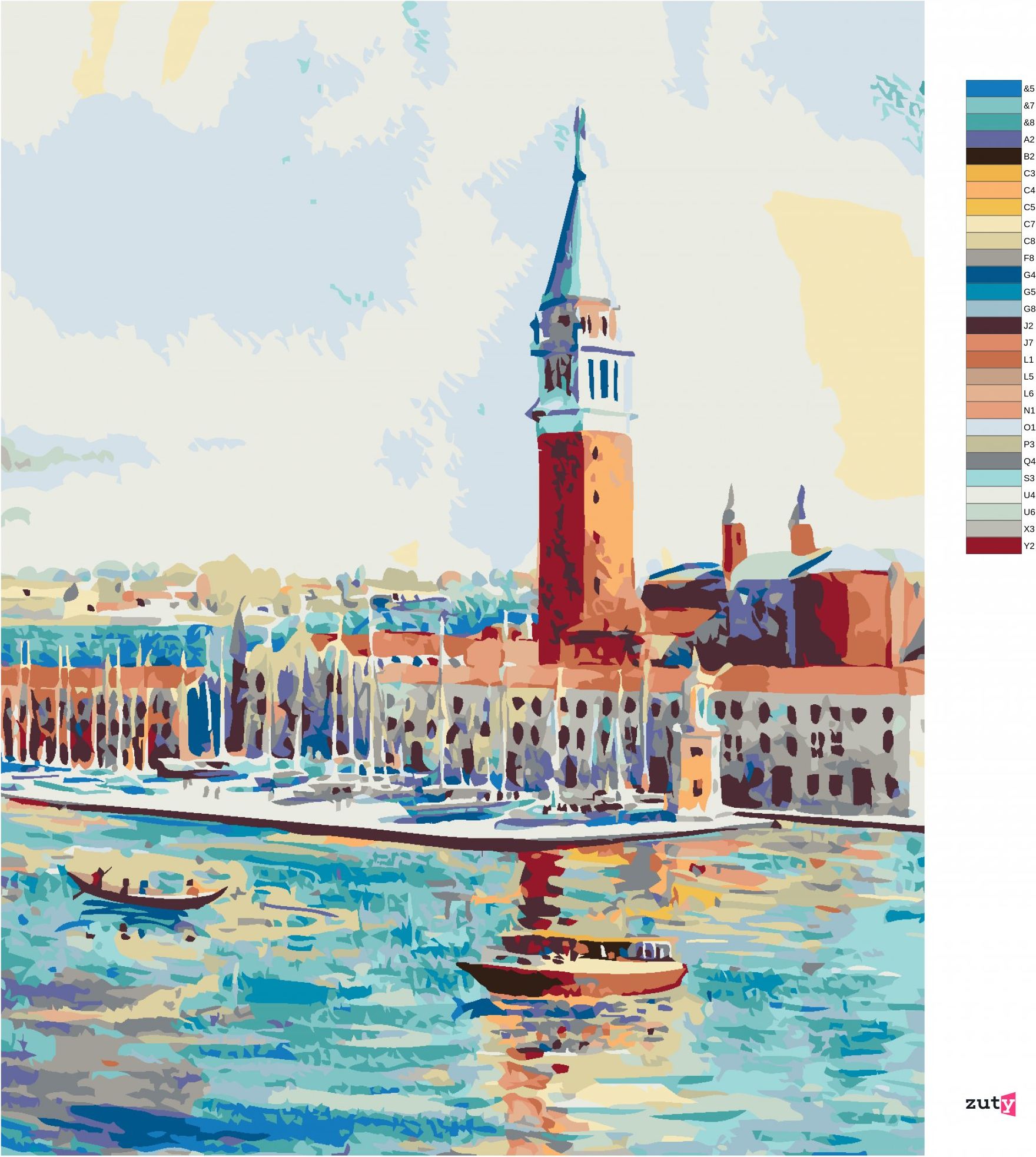 zuty Malování podle čísel - OSTROV SAN GIORGIO V BENÁTKÁCH - Rozměr: 40x50 cm, Rámování: Varianta: vypnuté plátno na rám - obrázek 6
