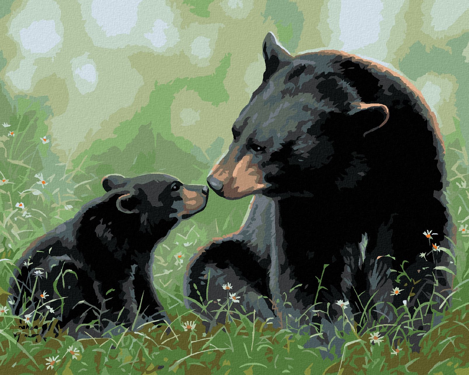 zuty Malování podle čísel - MEDVĚD MATEŘSKÁ LÁSKA (ABRAHAM HUNTER) - Rozměr: 40x50 cm, Rámování: Varianta: vypnuté plátno na rám - obrázek 1