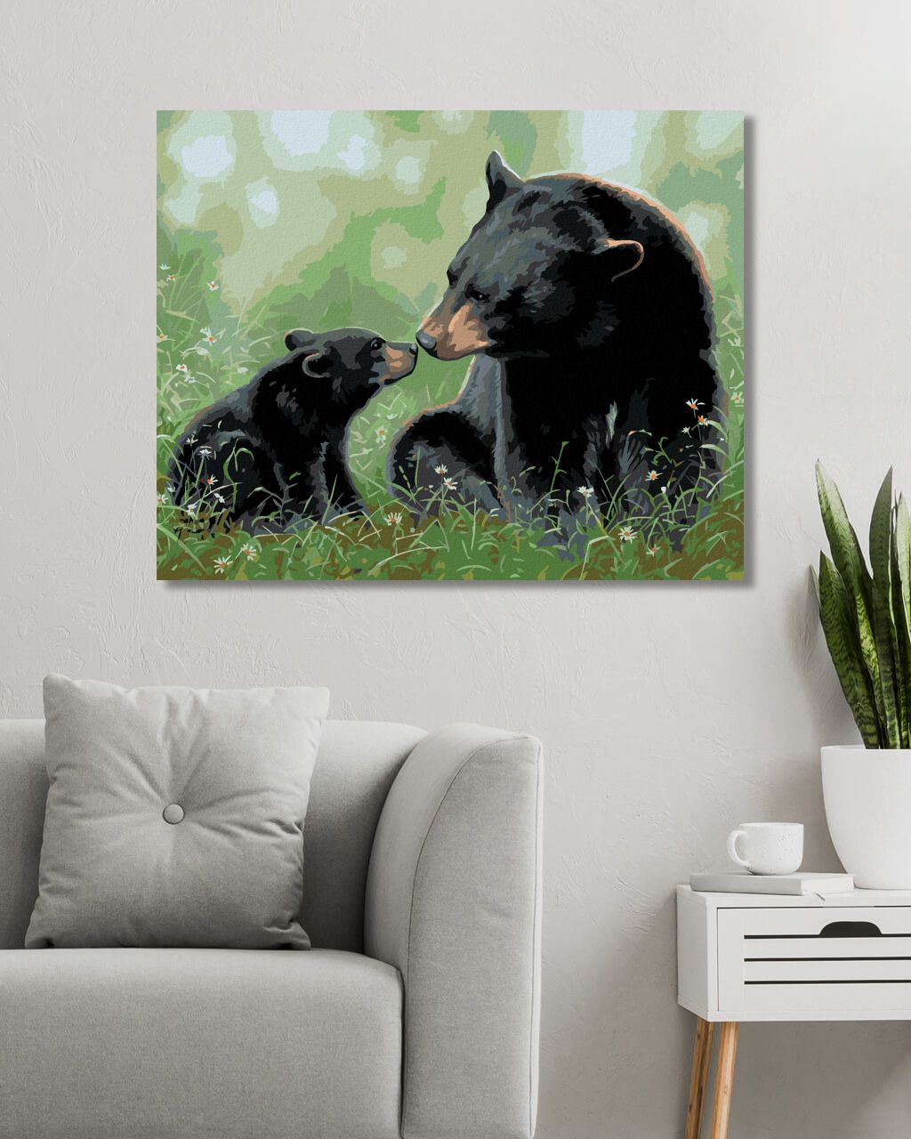 zuty Malování podle čísel - MEDVĚD MATEŘSKÁ LÁSKA (ABRAHAM HUNTER) - Rozměr: 40x50 cm, Rámování: Varianta: vypnuté plátno na rám - obrázek 2
