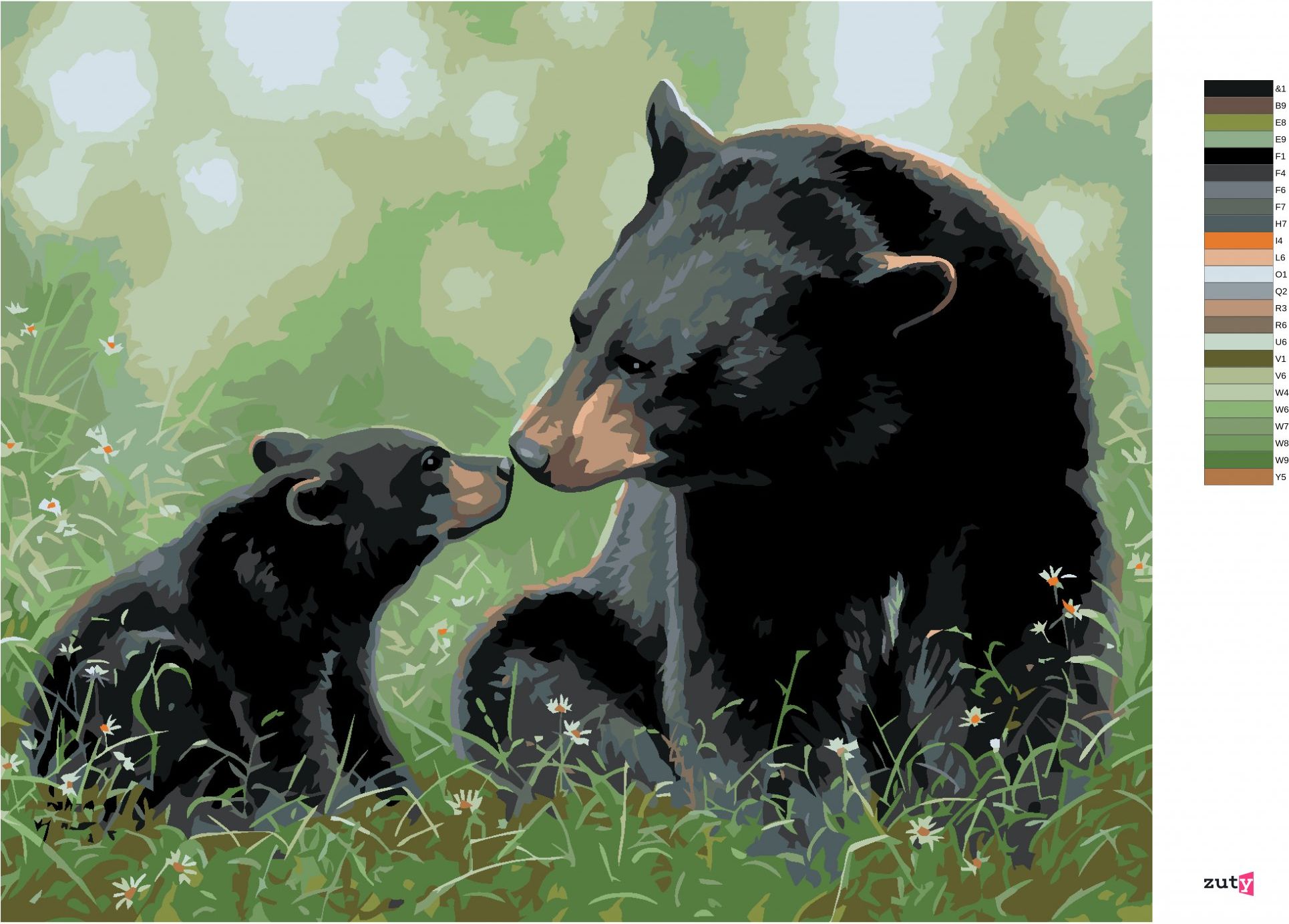 zuty Malování podle čísel - MEDVĚD MATEŘSKÁ LÁSKA (ABRAHAM HUNTER) - Rozměr: 40x50 cm, Rámování: Varianta: vypnuté plátno na rám - obrázek 5