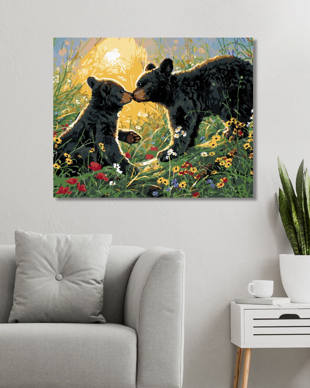 zuty Malování podle čísel - MLÁĎATA MEDVĚDA V KVĚTINÁCH NA JAŘE (ABRAHAM HUNTER) - Rozměr: 40x50 cm, Rámování: Varianta: vypnuté plátno na rám - obrázek 8
