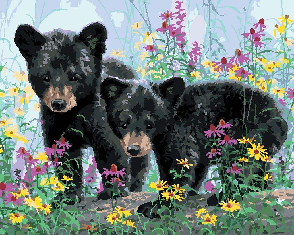 zuty Malování podle čísel - MLÁĎATA MEDVĚDA V KVĚTINÁCH (ABRAHAM HUNTER) - Rozměr: 40x50 cm, Rámování: Varianta: bez rámu a bez vypnutí plátna - obrázek 5