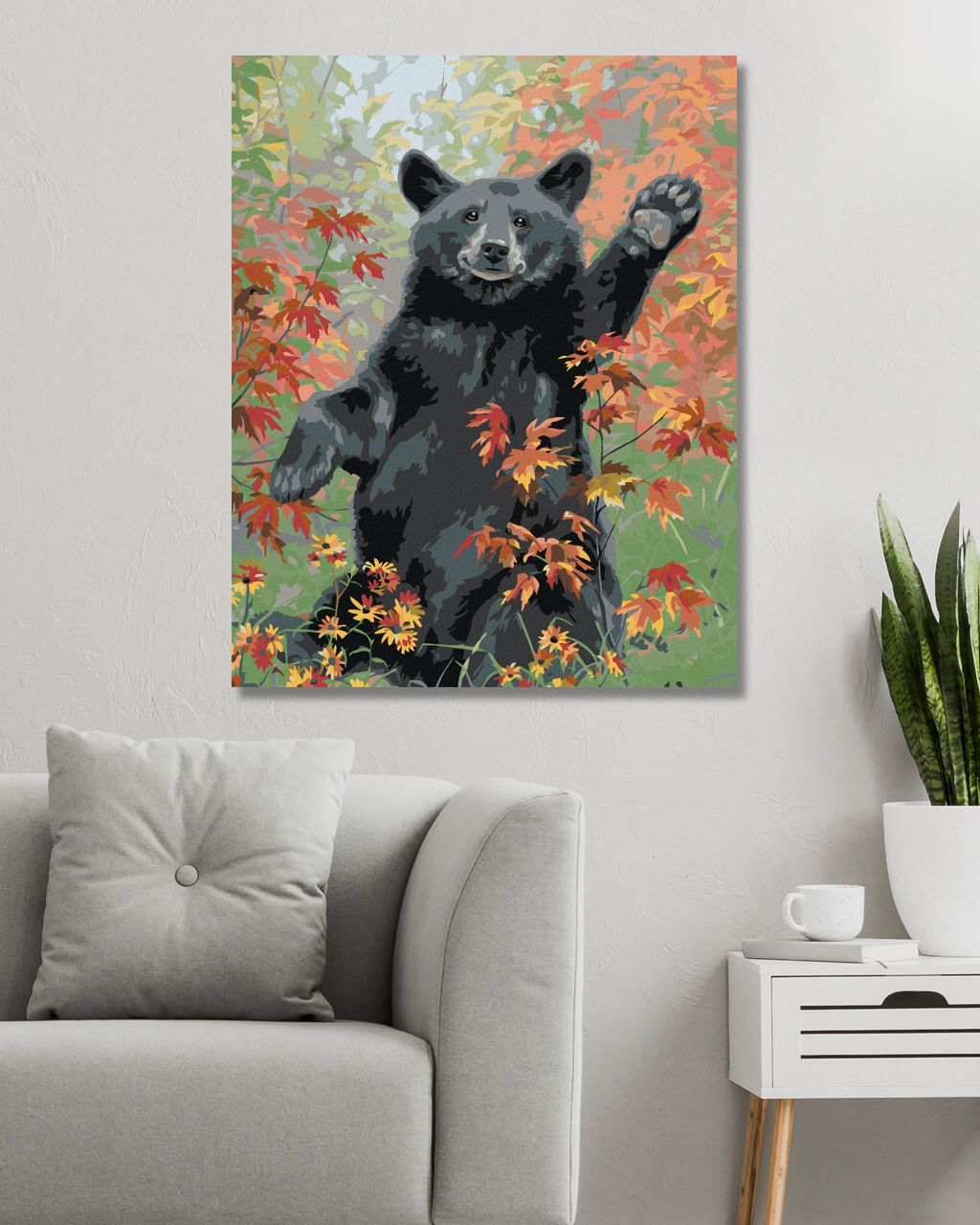 zuty Malování podle čísel - MÁVAJÍCÍ MLÁDĚ MEDVĚDA NA PODZIM (ABRAHAM HUNTER) - Rozměr: 40x50 cm, Rámování: Varianta: bez rámu a bez vypnutí plátna - obrázek 6