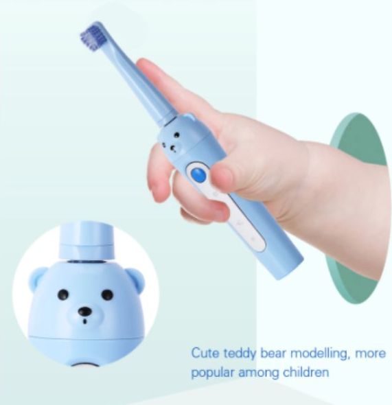 Dudlu Dobíjecí dětský zubní elektrický kartáček TEDDY BEAR - modrý - obrázek 3