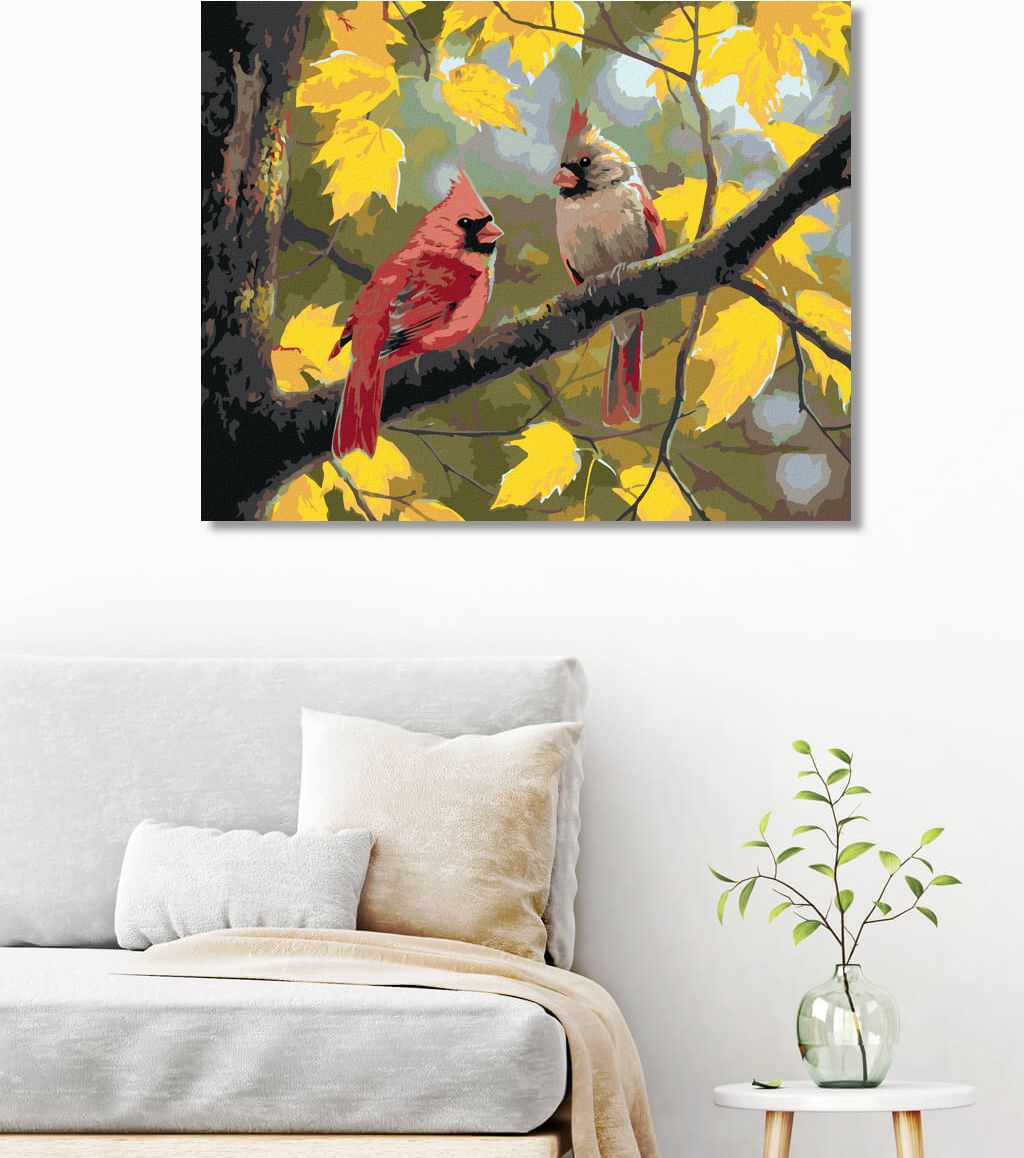 zuty Malování podle čísel - PTÁK KARDINÁL A PODZIM (ABRAHAM HUNTER) - Rozměr: 40x50 cm, Rámování: Varianta: bez rámu a bez vypnutí plátna - obrázek 8