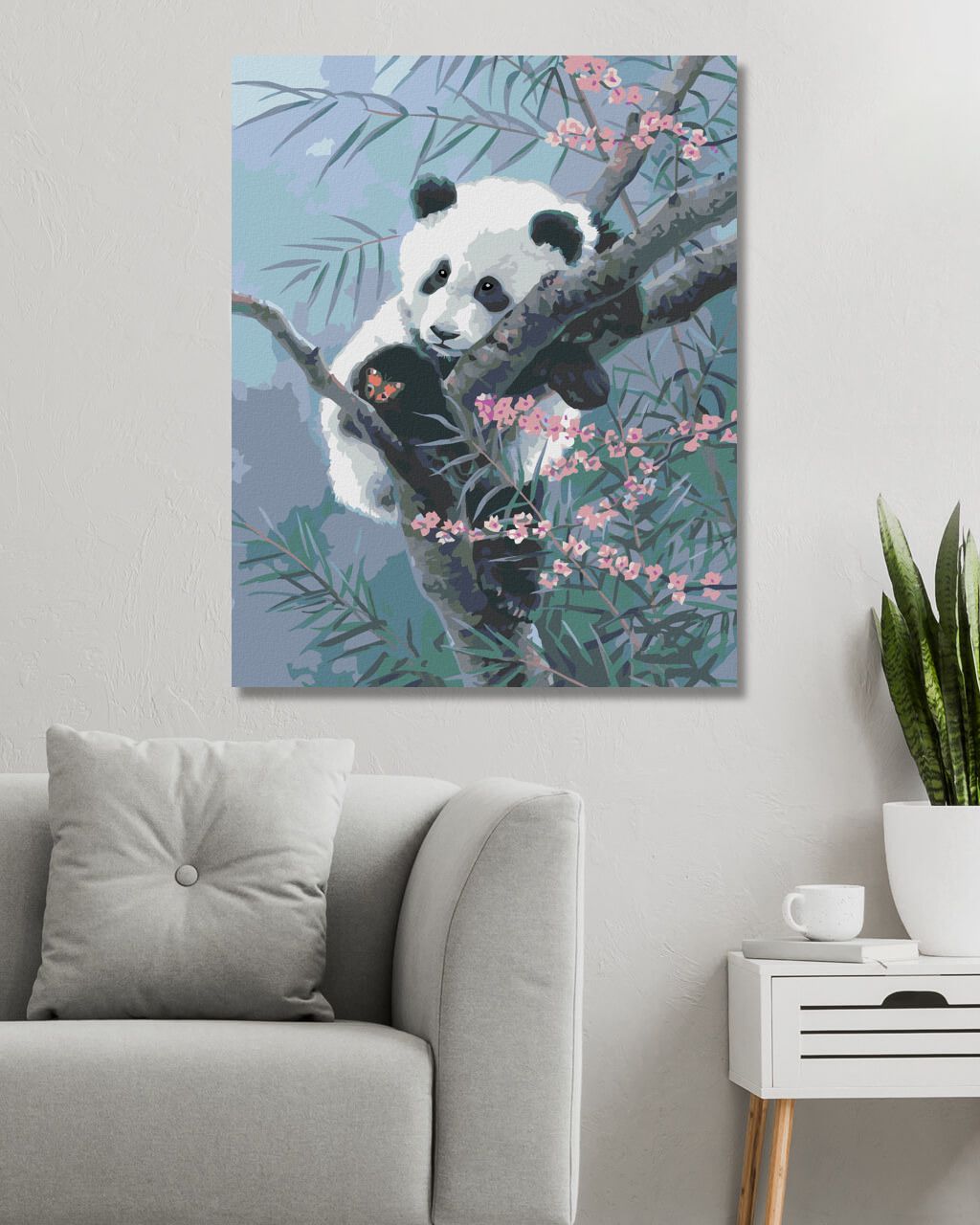 zuty Malování podle čísel - PANDA, MOTÝL A BAMBUS (ABRAHAM HUNTER) - Rozměr: 40x50 cm, Rámování: Varianta: vypnuté plátno na rám - obrázek 5