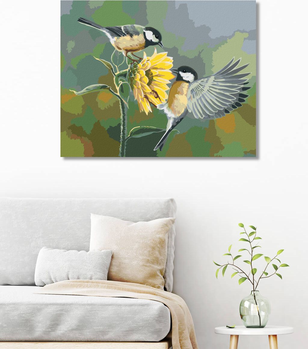 zuty Malování podle čísel - SYKORA KOŇADRA A SLUNEČNICE (ABRAHAM HUNTER) - Rozměr: 40x50 cm, Rámování: Varianta: bez rámu a bez vypnutí plátna - obrázek 9