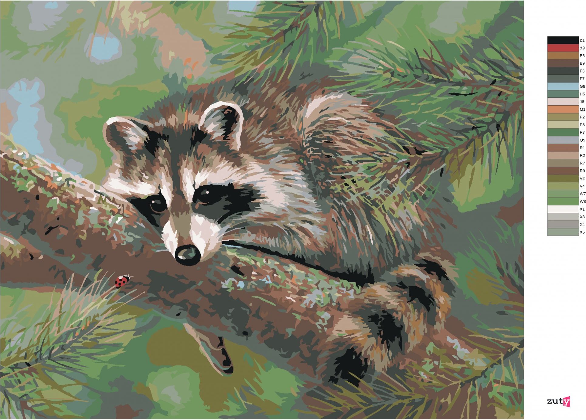 zuty Malování podle čísel - MÝVAL LEŽÍCÍ NA VĚTVI (ABRAHAM HUNTER) - Rozměr: 40x50 cm, Rámování: Varianta: vypnuté plátno na rám - obrázek 2