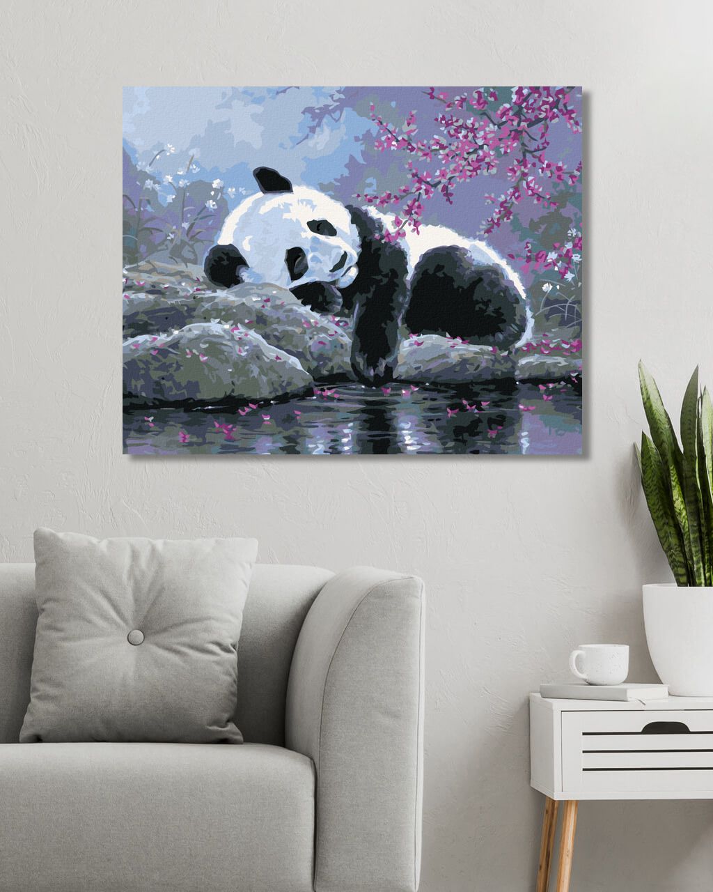 zuty Malování podle čísel - SPÍCÍ PANDA A ROZKVETLÝ STROM (ABRAHAM HUNTER) - Rozměr: 40x50 cm, Rámování: Varianta: vypnuté plátno na rám - obrázek 8