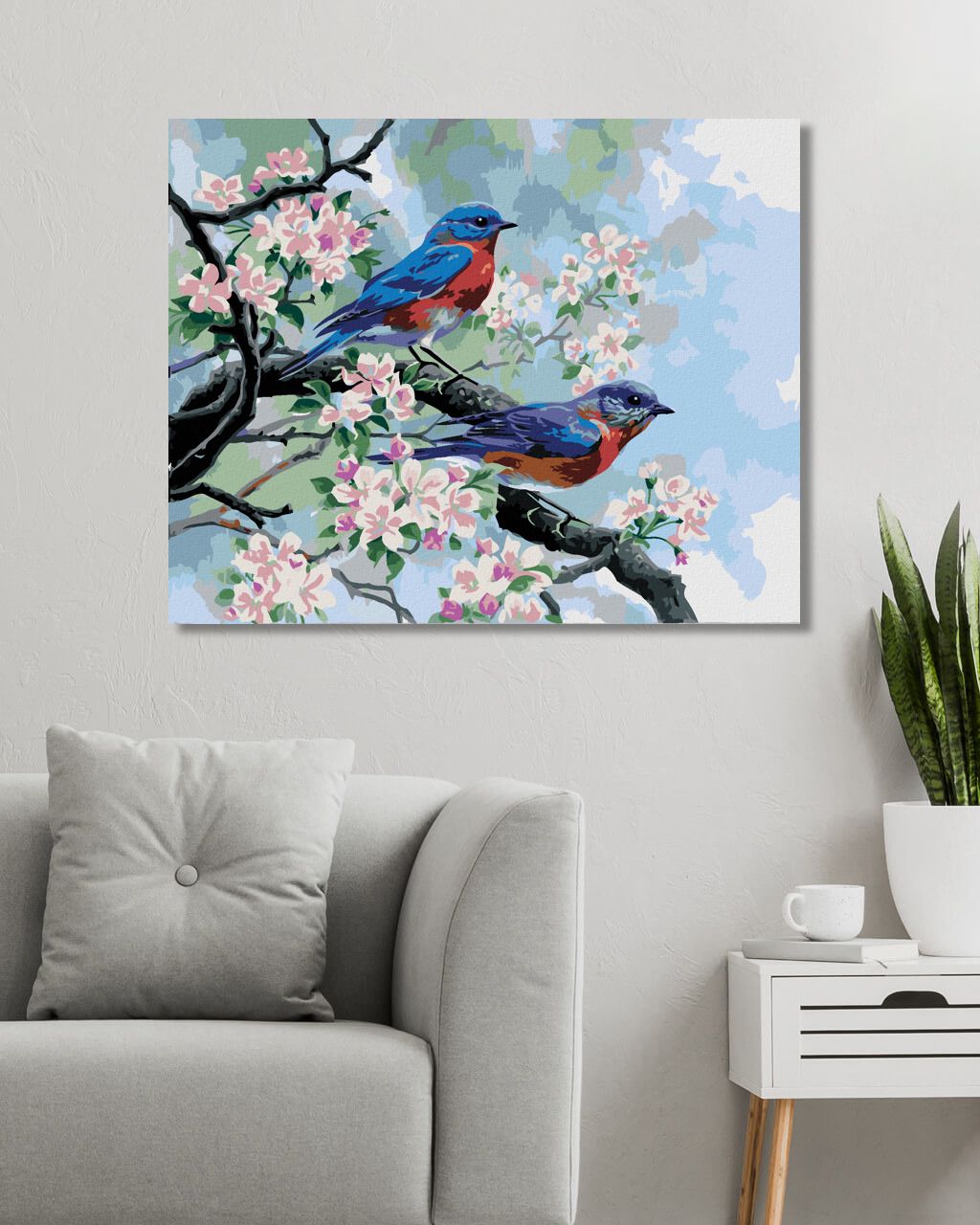zuty Malování podle čísel - PTÁK SALAŠNÍK NA ROZKVETLÉ VĚTVI (ABRAHAM HUNTER) - Rozměr: 40x50 cm, Rámování: Varianta: bez rámu a bez vypnutí plátna - obrázek 8