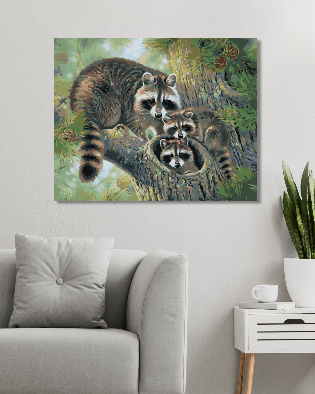zuty Malování podle čísel - MÝVAL S MLÁĎATY NA JEHLIČNATÉM STROMĚ (ABRAHAM HUNTER) - Rozměr: 40x50 cm, Rámování: Varianta: vypnuté plátno na rám - obrázek 2