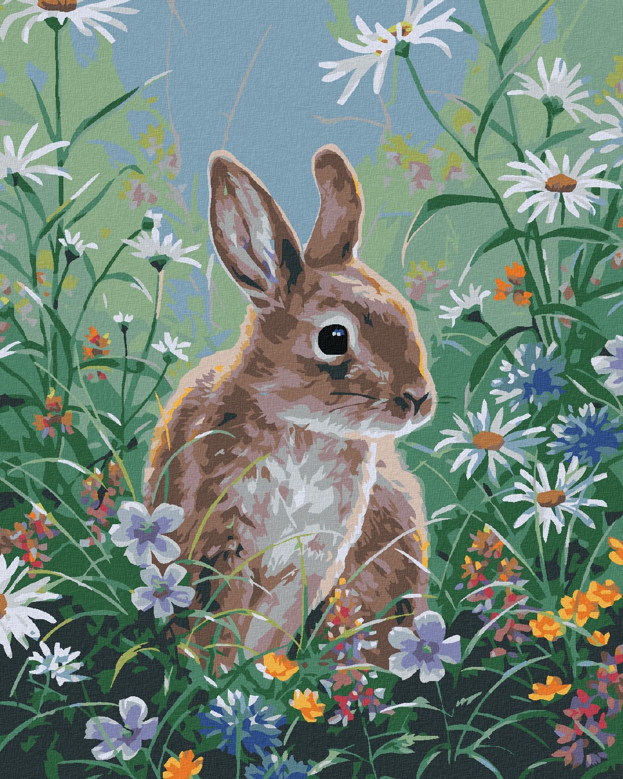 zuty Malování podle čísel - KRÁLÍK A JARNÍ KVĚTINY (ABRAHAM HUNTER) - Rozměr: 40x50 cm, Rámování: Varianta: bez rámu a bez vypnutí plátna - obrázek 1