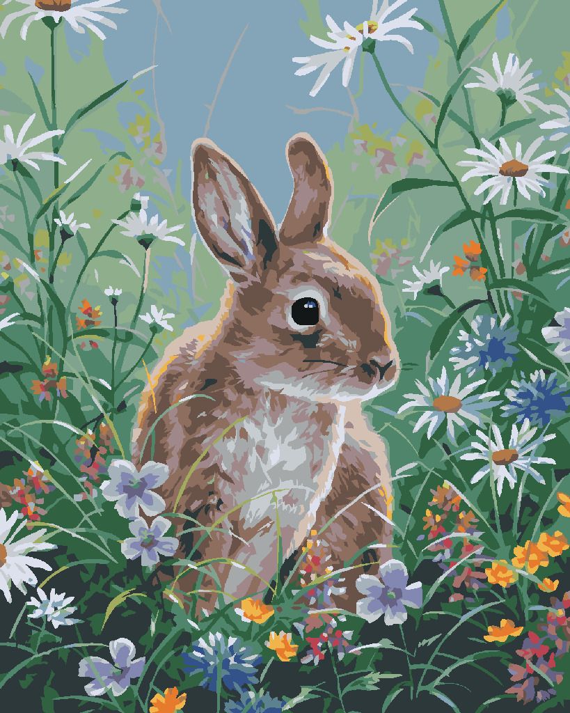 zuty Malování podle čísel - KRÁLÍK A JARNÍ KVĚTINY (ABRAHAM HUNTER) - Rozměr: 40x50 cm, Rámování: Varianta: vypnuté plátno na rám - obrázek 9