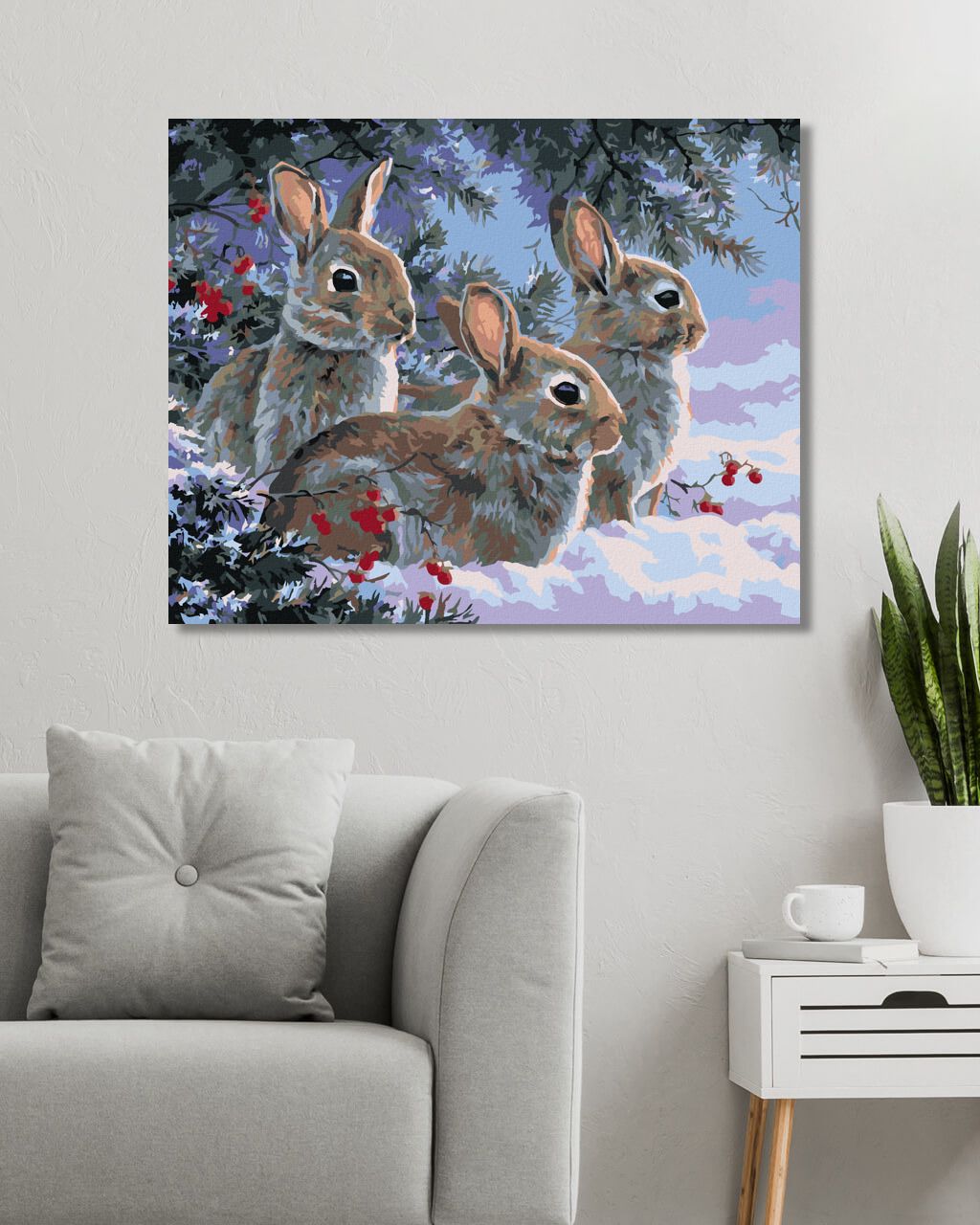 zuty Malování podle čísel - KRÁLÍCI V ZIMĚ (ABRAHAM HUNTER) - Rozměr: 40x50 cm, Rámování: Varianta: bez rámu a bez vypnutí plátna - obrázek 8