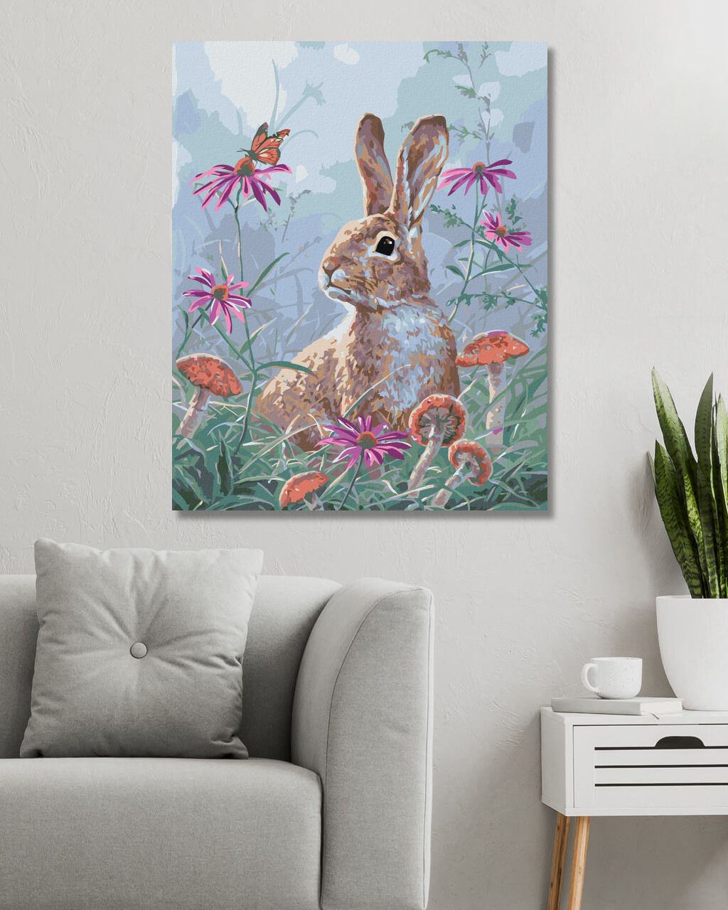 zuty Malování podle čísel - ZAJÍC, MOTÝL, KVĚTINY A HOUBY (ABRAHAM HUNTER) - Rozměr: 40x50 cm, Rámování: Varianta: bez rámu a bez vypnutí plátna - obrázek 9