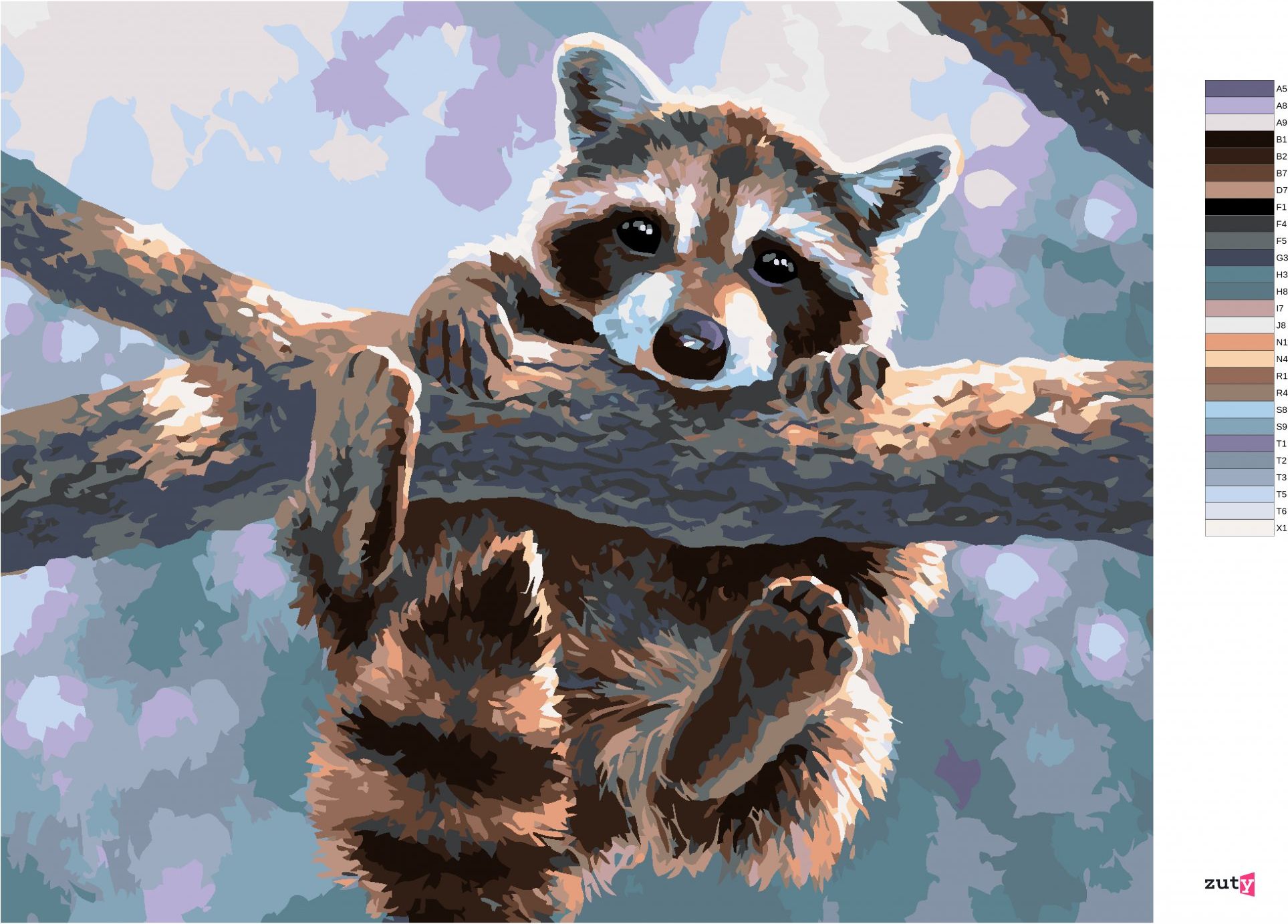 zuty Malování podle čísel - MÝVAL VISÍCÍ NA VĚTVI (ABRAHAM HUNTER) - Rozměr: 40x50 cm, Rámování: Varianta: bez rámu a bez vypnutí plátna - obrázek 9