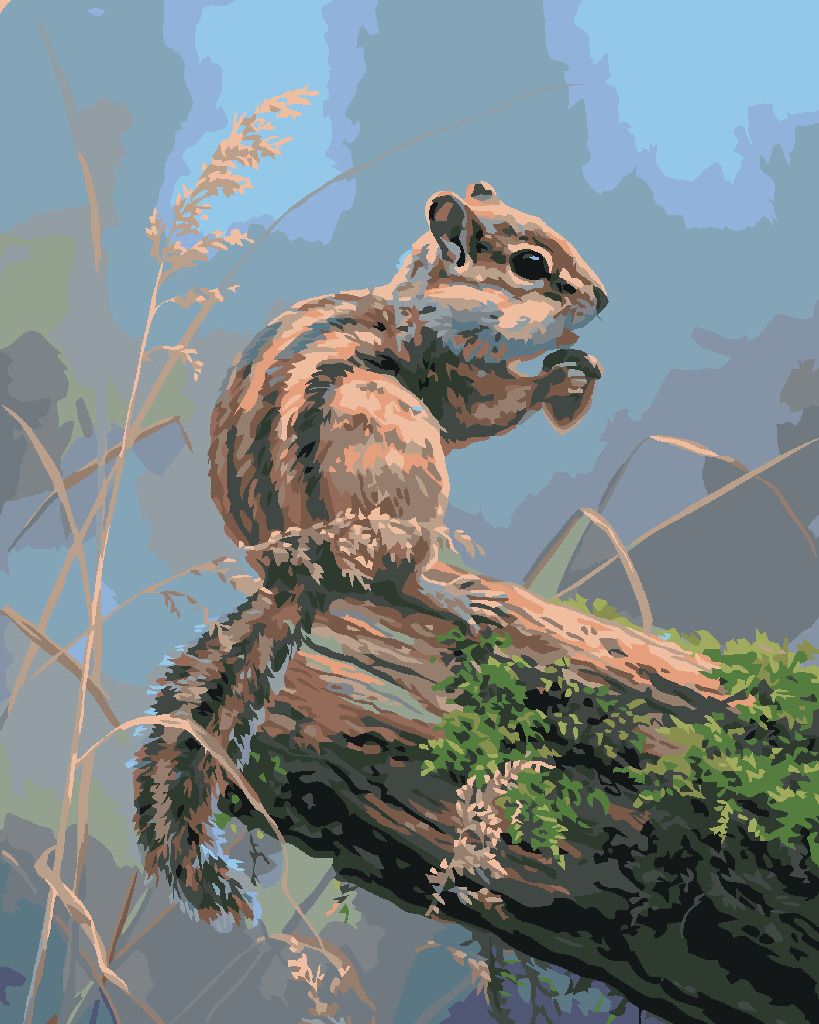 zuty Malování podle čísel - ČIPMUNK S ŽALUDEM (ABRAHAM HUNTER) - Rozměr: 40x50 cm, Rámování: Varianta: bez rámu a bez vypnutí plátna - obrázek 2