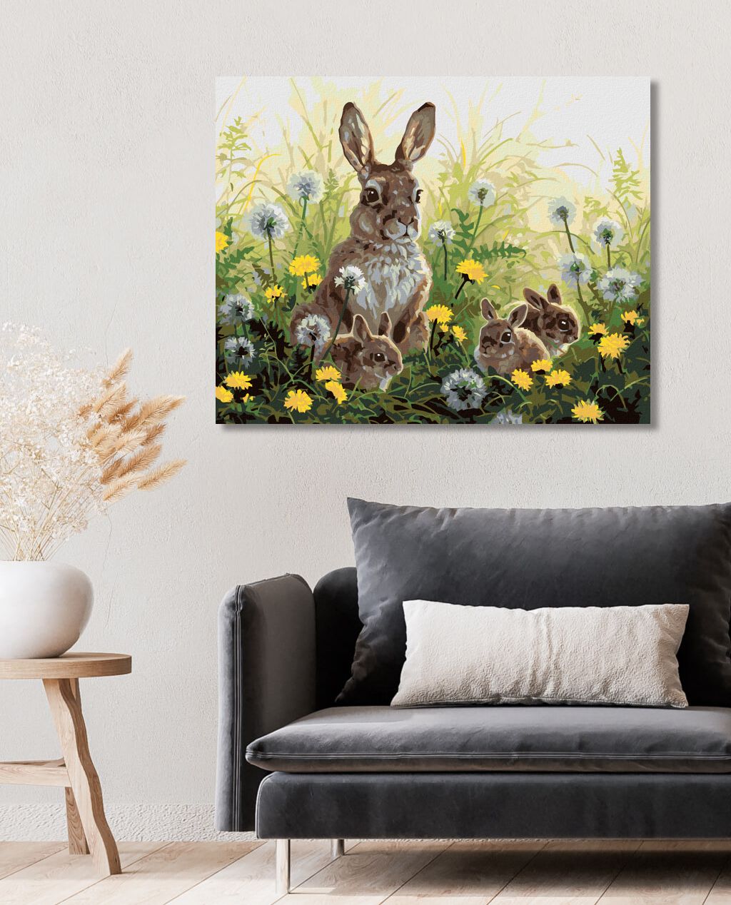 zuty Malování podle čísel - ZAJÍC S MLÁĎATY A PAMPELIŠKY (ABRAHAM HUNTER) - Rozměr: 40x50 cm, Rámování: Varianta: vypnuté plátno na rám - obrázek 5