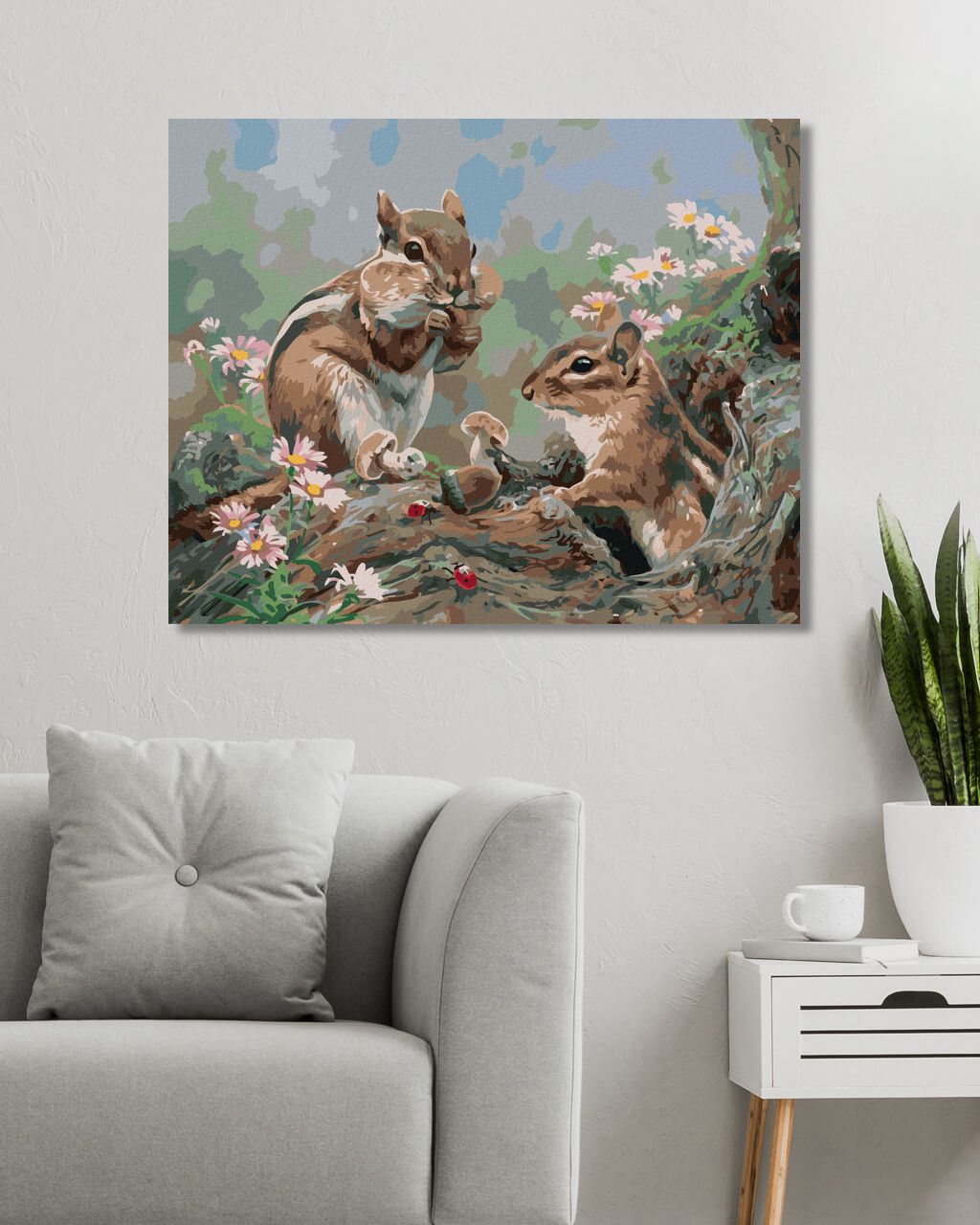 zuty Malování podle čísel - ČIPMUNK SE ŽALUDY U NORY A BERUŠKY (ABRAHAM HUNTER) - Rozměr: 40x50 cm, Rámování: Varianta: bez rámu a bez vypnutí plátna - obrázek 8