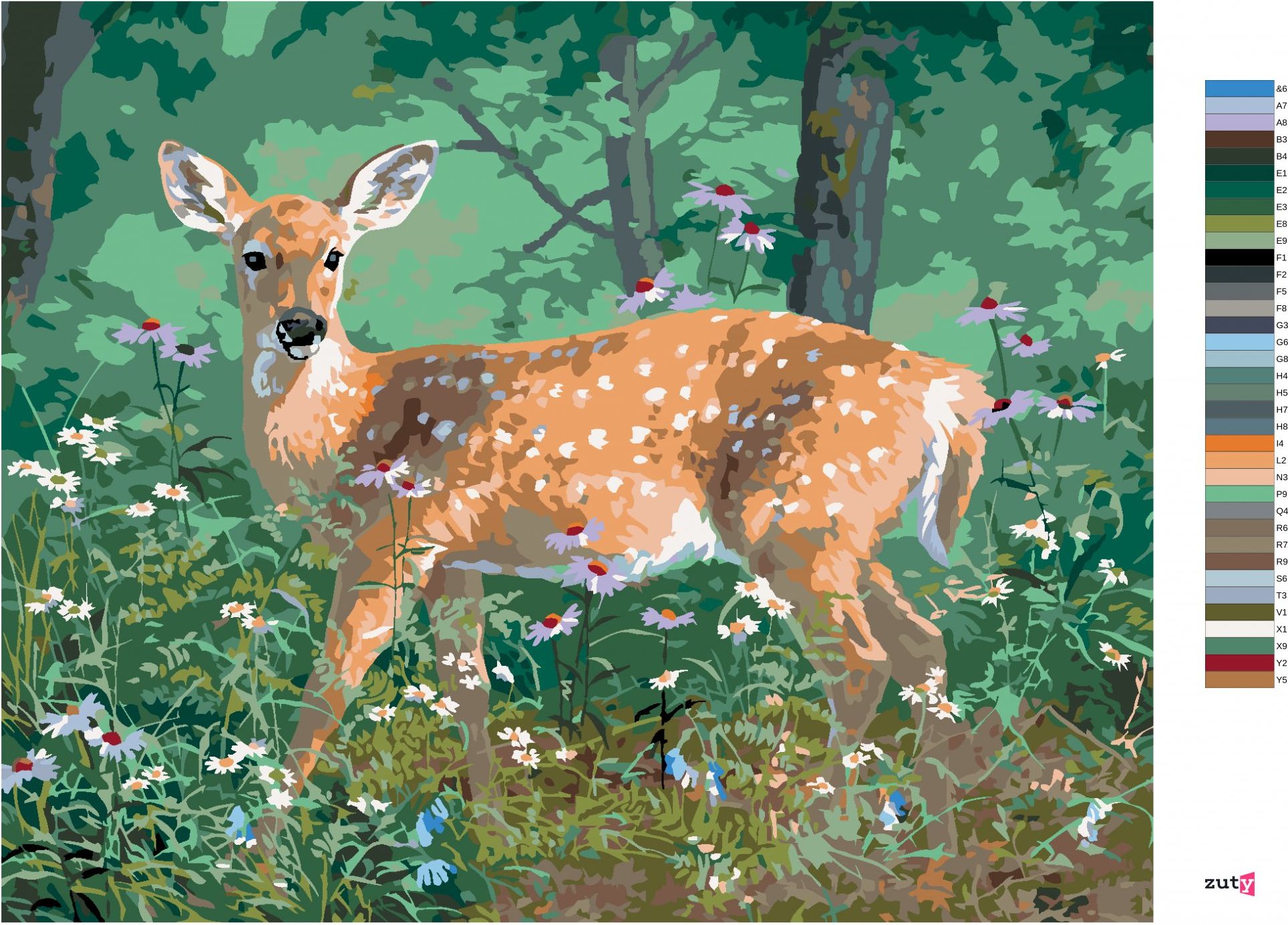 zuty Malování podle čísel - SRNA A KVÍTÍ (ABRAHAM HUNTER) - Rozměr: 40x50 cm, Rámování: Varianta: vypnuté plátno na rám - obrázek 6