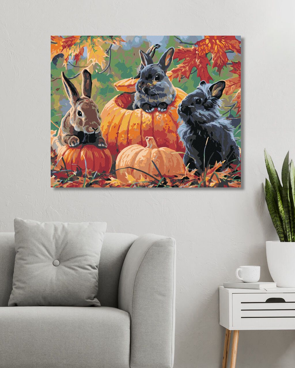 zuty Malování podle čísel - KRÁLÍCI, DÝNĚ A PODZIMNÍ LISTÍ (ABRAHAM HUNTER) - Rozměr: 40x50 cm, Rámování: Varianta: bez rámu a bez vypnutí plátna - obrázek 7