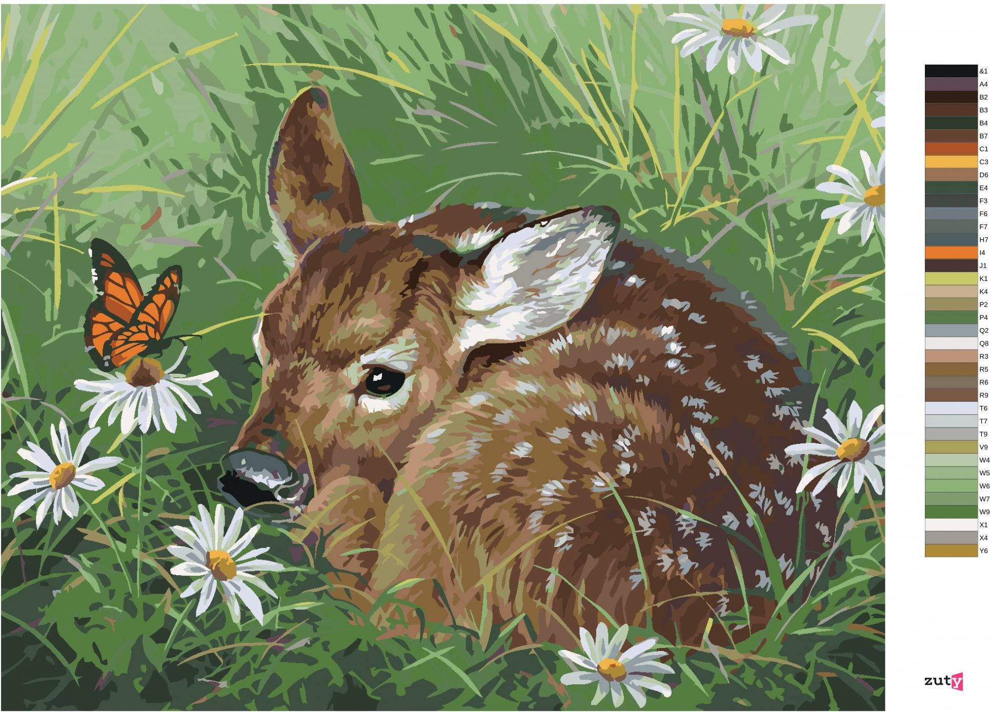 zuty Malování podle čísel - KOLOUCH A MOTÝL V KOPRETINÁCH (ABRAHAM HUNTER) - Rozměr: 40x50 cm, Rámování: Varianta: vypnuté plátno na rám - obrázek 8