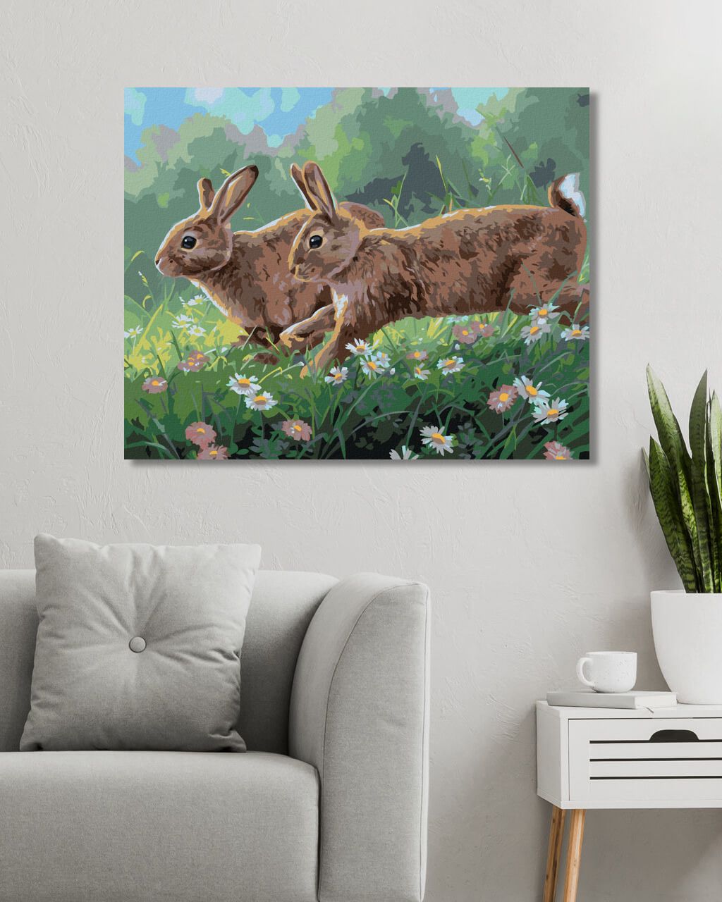 zuty Malování podle čísel - KRÁLÍCI V JARNÍM KVÍTÍ (ABRAHAM HUNTER) - Rozměr: 40x50 cm, Rámování: Varianta: vypnuté plátno na rám - obrázek 5