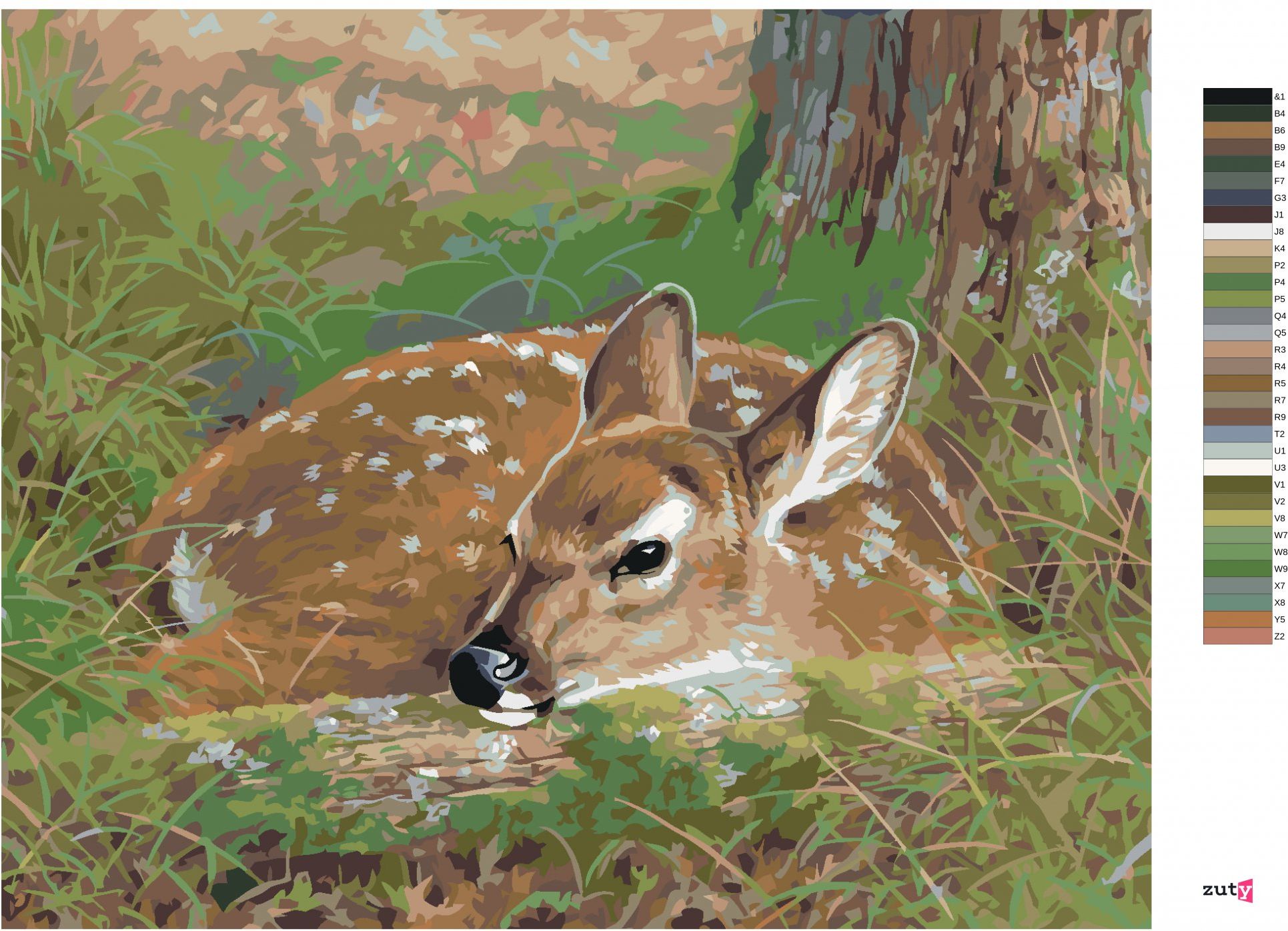 zuty Malování podle čísel - LEŽÍCÍ KOLOUCH V TRÁVĚ (ABRAHAM HUNTER) - Rozměr: 40x50 cm, Rámování: Varianta: bez rámu a bez vypnutí plátna - obrázek 4