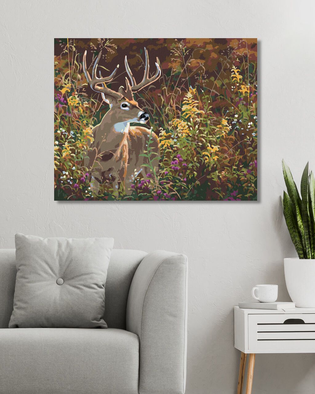 zuty Malování podle čísel - JELEN V KVÍTÍ (ABRAHAM HUNTER) - Rozměr: 40x50 cm, Rámování: Varianta: vypnuté plátno na rám - obrázek 3