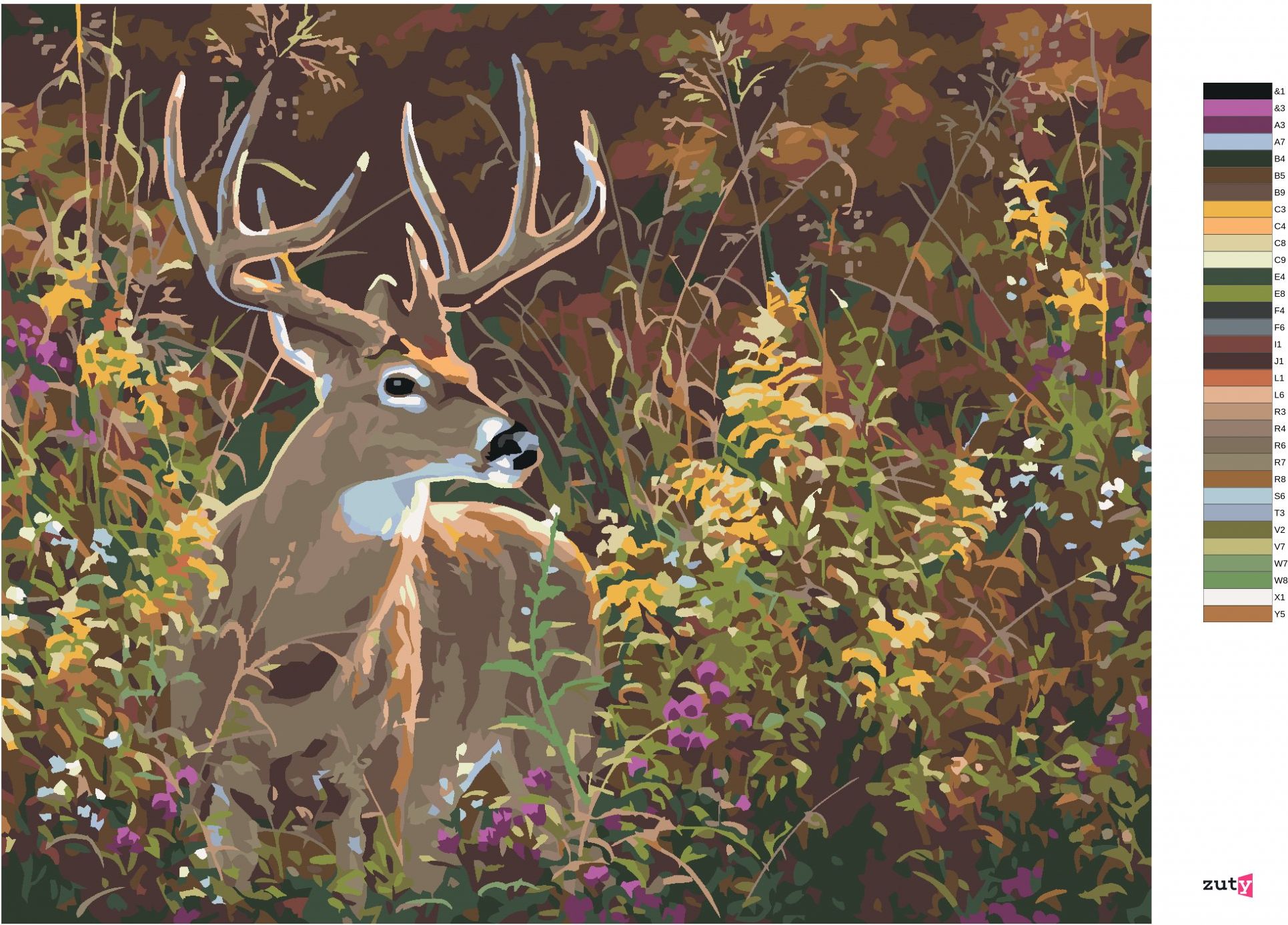 zuty Malování podle čísel - JELEN V KVÍTÍ (ABRAHAM HUNTER) - Rozměr: 40x50 cm, Rámování: Varianta: vypnuté plátno na rám - obrázek 9
