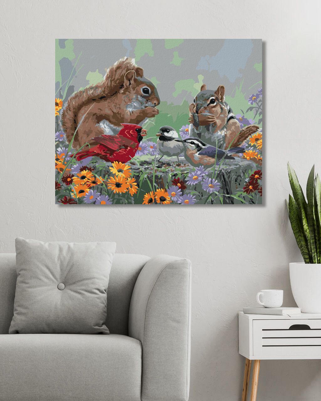 zuty Malování podle čísel - ČIPMUNK, ZPĚVNÍ PTÁCI A KVÍTÍ (ABRAHAM HUNTER) - Rozměr: 40x50 cm, Rámování: Varianta: vypnuté plátno na rám - obrázek 5