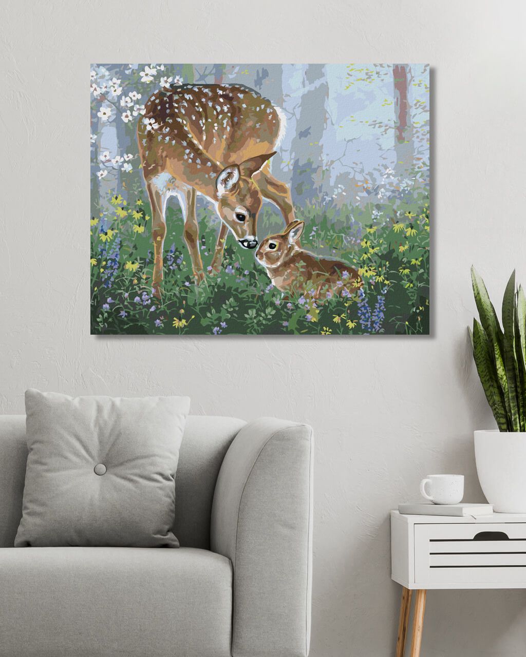 zuty Malování podle čísel - KOLOUCH A KRÁLÍK V KVÍTÍ (ABRAHAM HUNTER) - Rozměr: 40x50 cm, Rámování: Varianta: vypnuté plátno na rám - obrázek 2