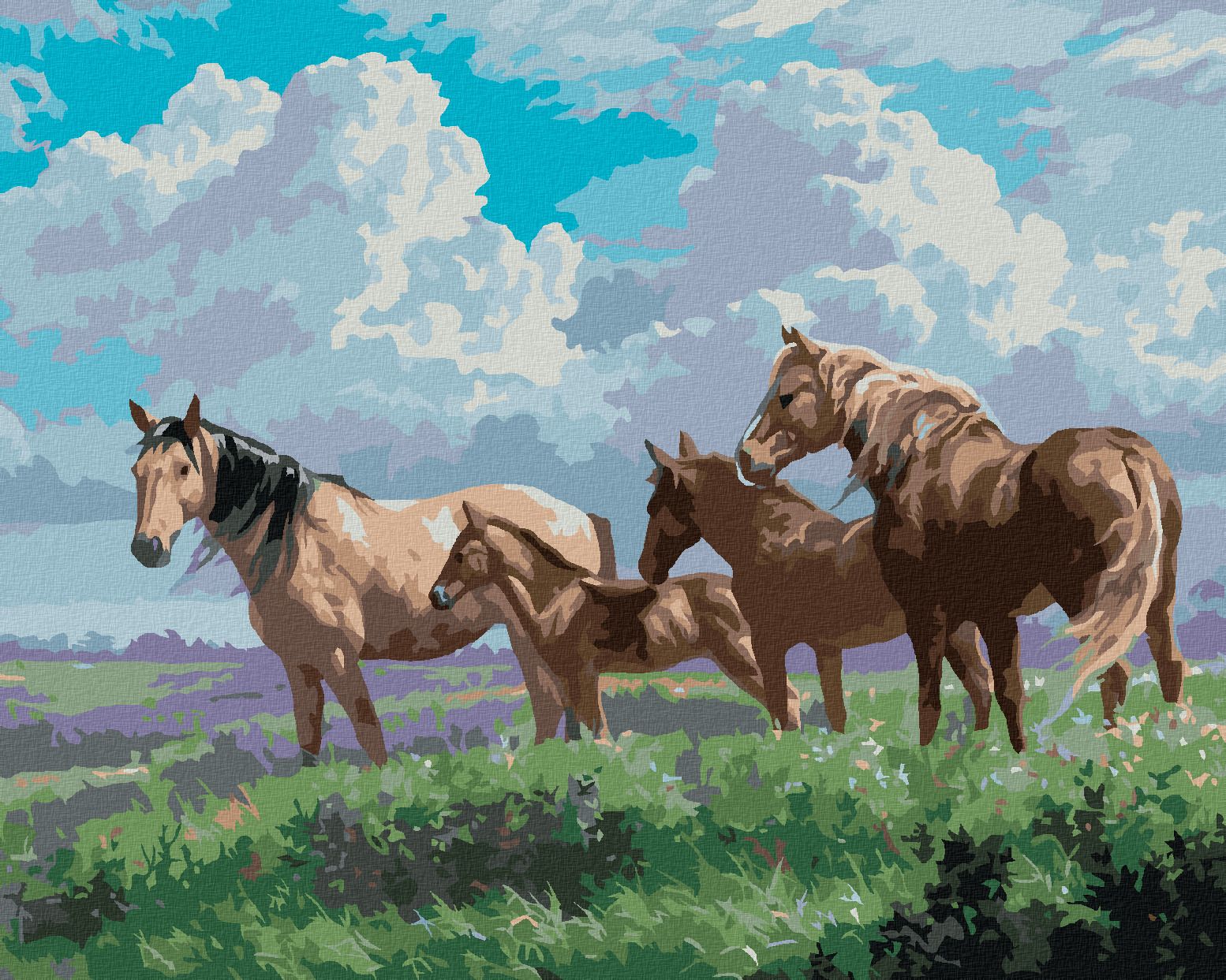 zuty Malování podle čísel - KONĚ A HŘÍBĚ NA LOUCE (ABRAHAM HUNTER) - Rozměr: 40x50 cm, Rámování: Varianta: bez rámu a bez vypnutí plátna - obrázek 1