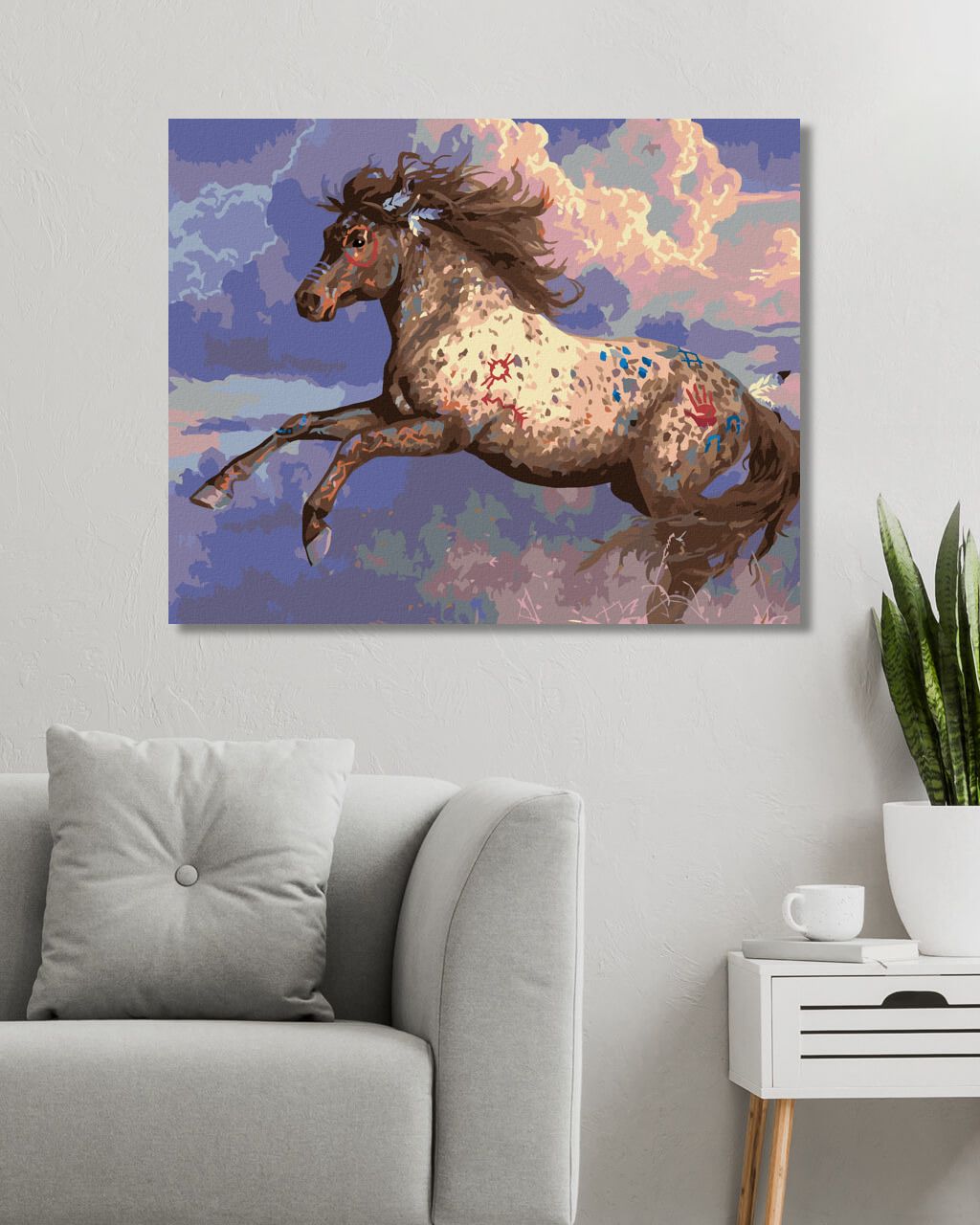 zuty Malování podle čísel - INDIÁNSKÝ KŮŇ (ABRAHAM HUNTER) - Rozměr: 40x50 cm, Rámování: Varianta: bez rámu a bez vypnutí plátna - obrázek 3