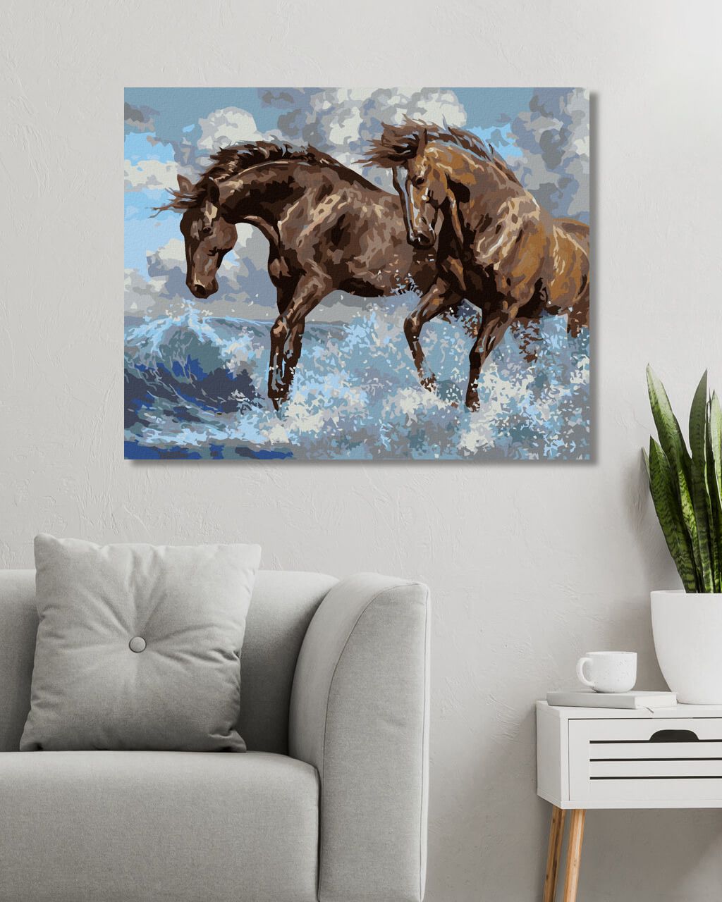 zuty Malování podle čísel - KONĚ A MOŘE (ABRAHAM HUNTER) - Rozměr: 40x50 cm, Rámování: Varianta: vypnuté plátno na rám - obrázek 10