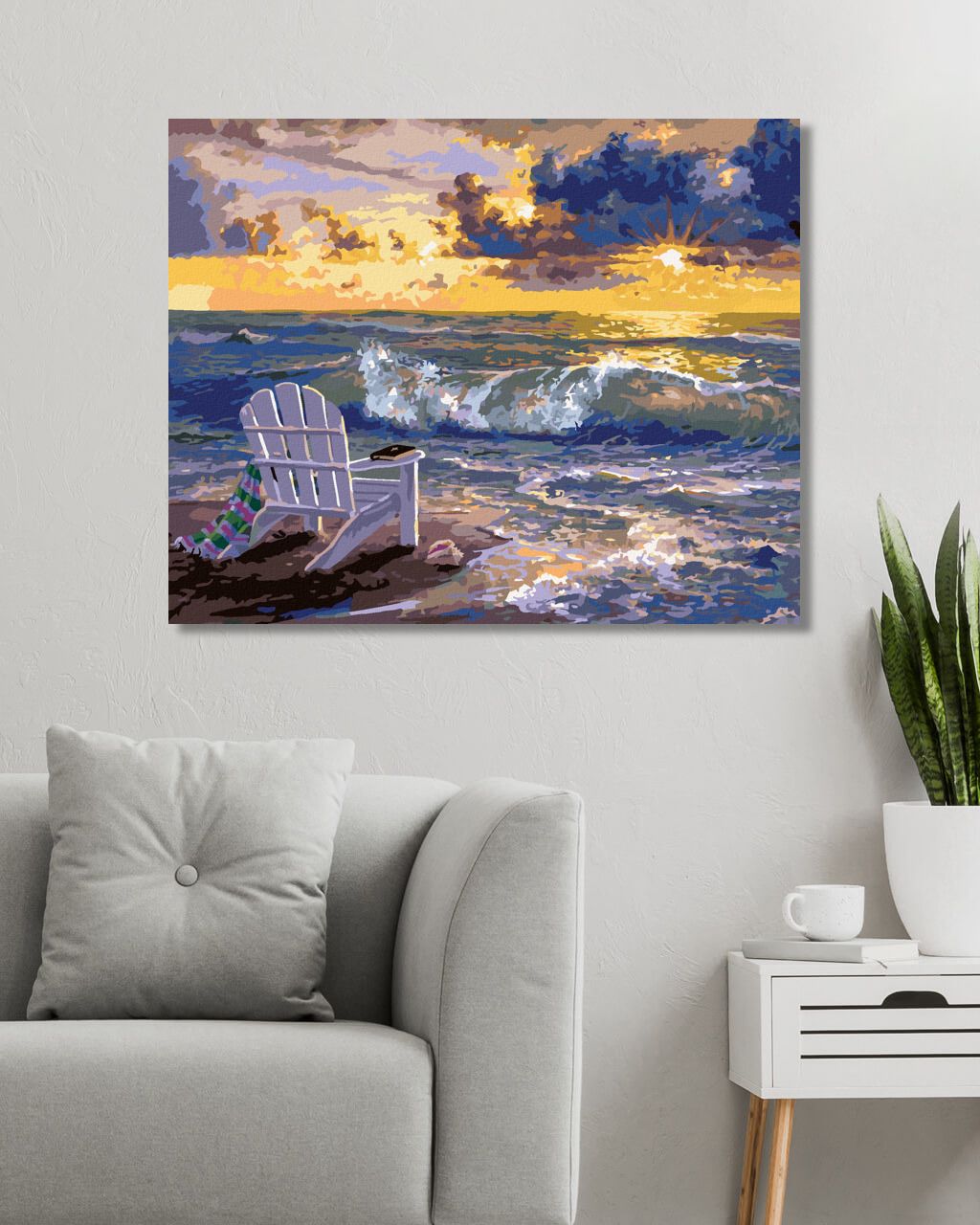 zuty Malování podle čísel - PLÁŽOVÁ ŽIDLE U MOŘE A ZÁPAD SLUNCE (ABRAHAM HUNTER) - Rozměr: 40x50 cm, Rámování: Varianta: bez rámu a bez vypnutí plátna - obrázek 10
