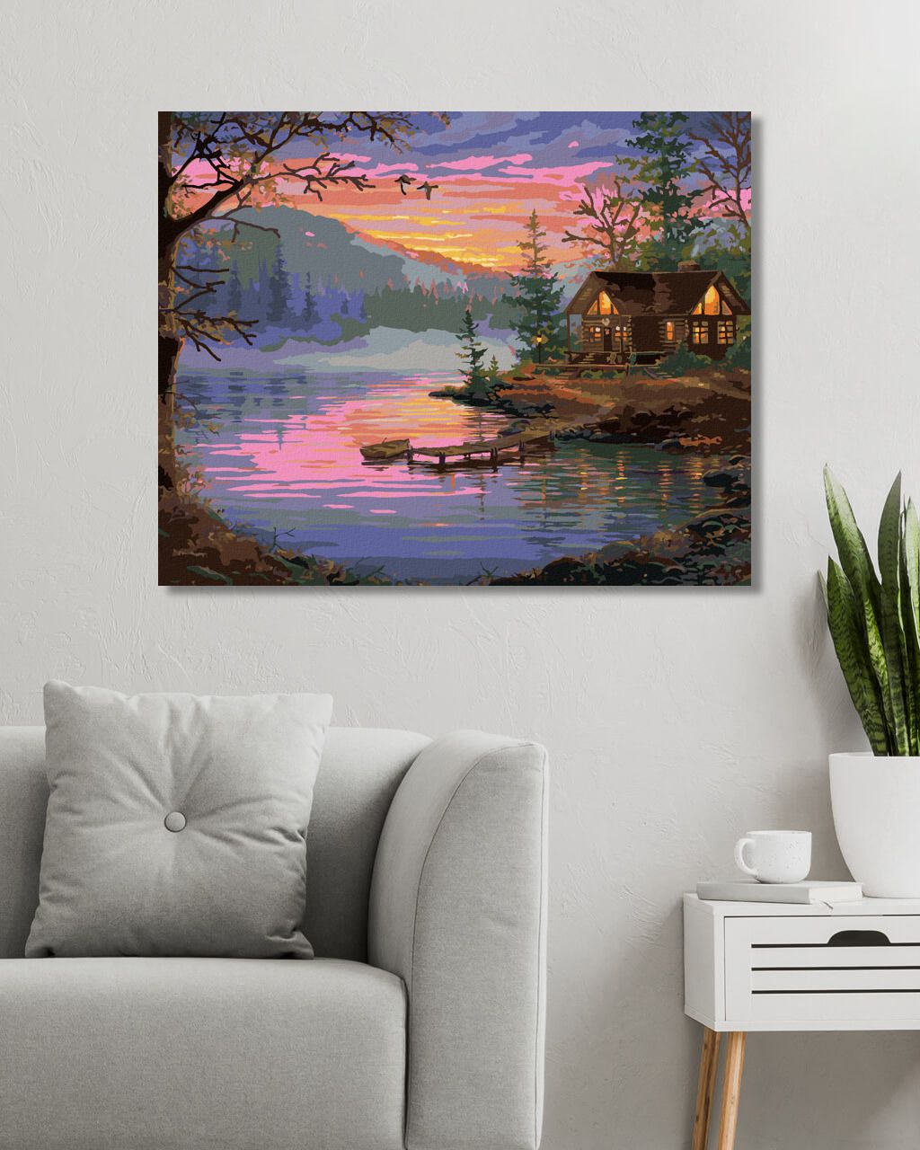 zuty Malování podle čísel - MOLO, JEZERO A ZÁPAD SLUNCE (ABRAHAM HUNTER) - Rozměr: 40x50 cm, Rámování: Varianta: vypnuté plátno na rám - obrázek 10
