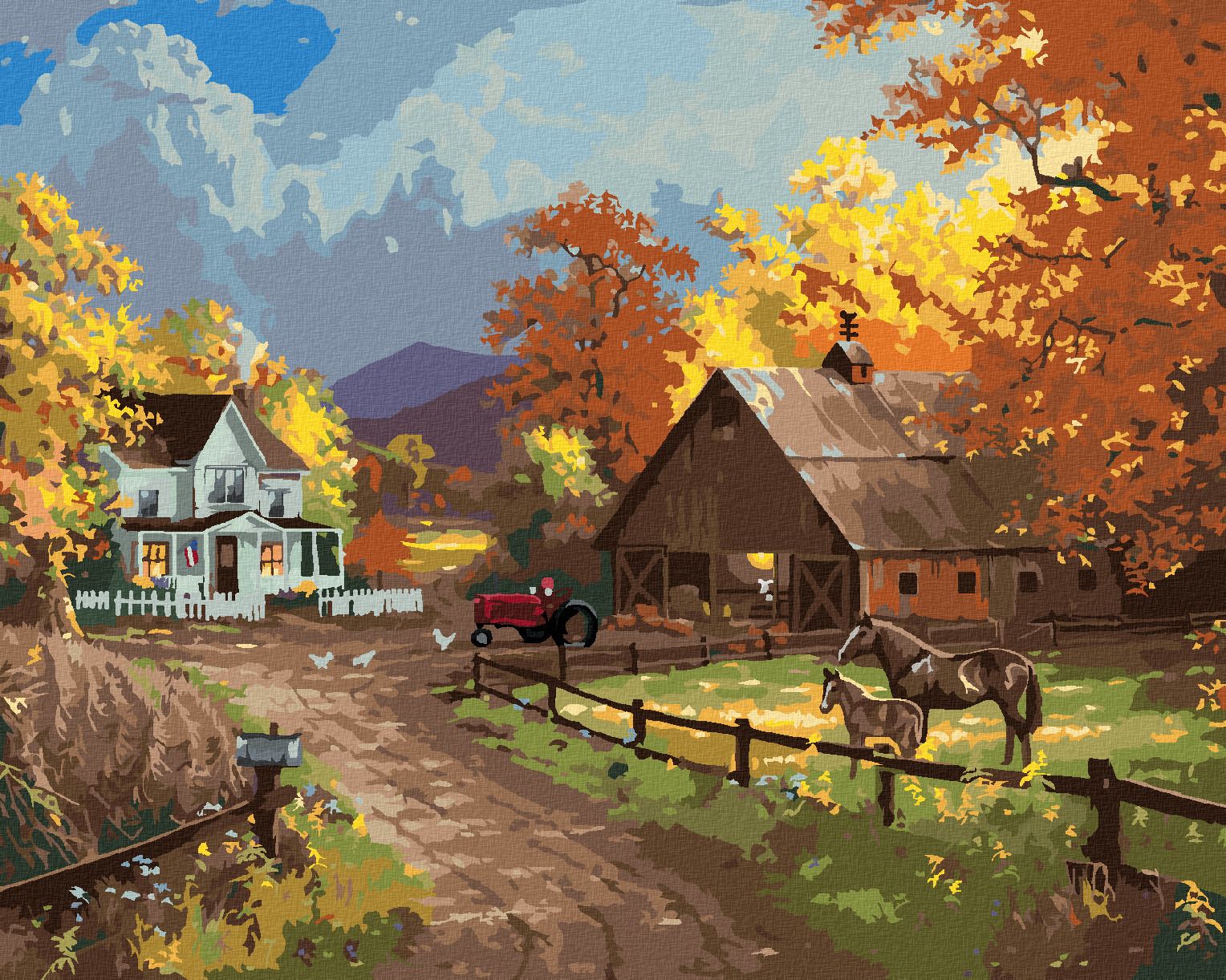 zuty Malování podle čísel - STATEK NA PODZIM (ABRAHAM HUNTER) - Rozměr: 40x50 cm, Rámování: Varianta: vypnuté plátno na rám - obrázek 1