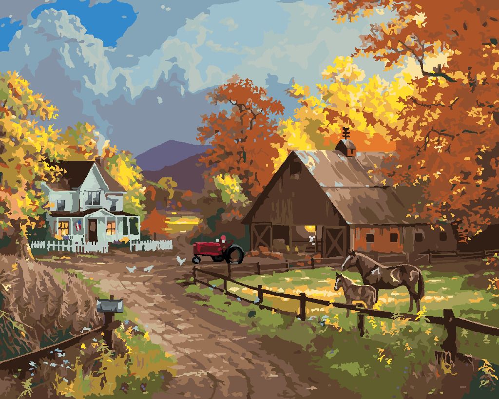 zuty Malování podle čísel - STATEK NA PODZIM (ABRAHAM HUNTER) - Rozměr: 40x50 cm, Rámování: Varianta: vypnuté plátno na rám - obrázek 5