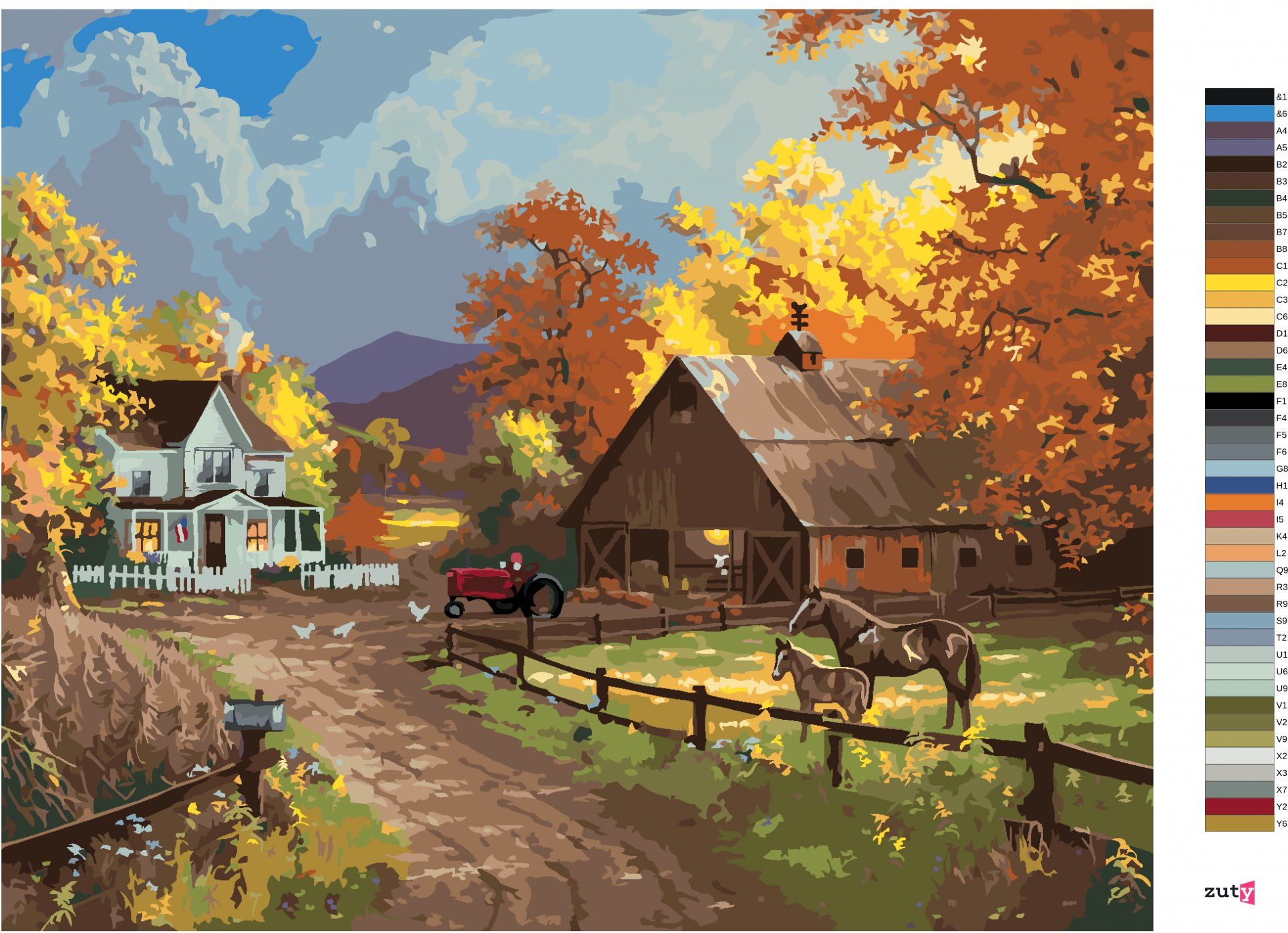 zuty Malování podle čísel - STATEK NA PODZIM (ABRAHAM HUNTER) - Rozměr: 40x50 cm, Rámování: Varianta: vypnuté plátno na rám - obrázek 10