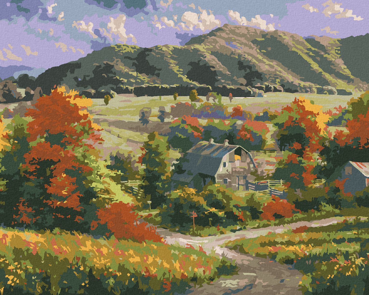 zuty Malování podle čísel - STATEK V ÚDOLÍ A HORY (ABRAHAM HUNTER) - Rozměr: 40x50 cm, Rámování: Varianta: vypnuté plátno na rám - obrázek 1