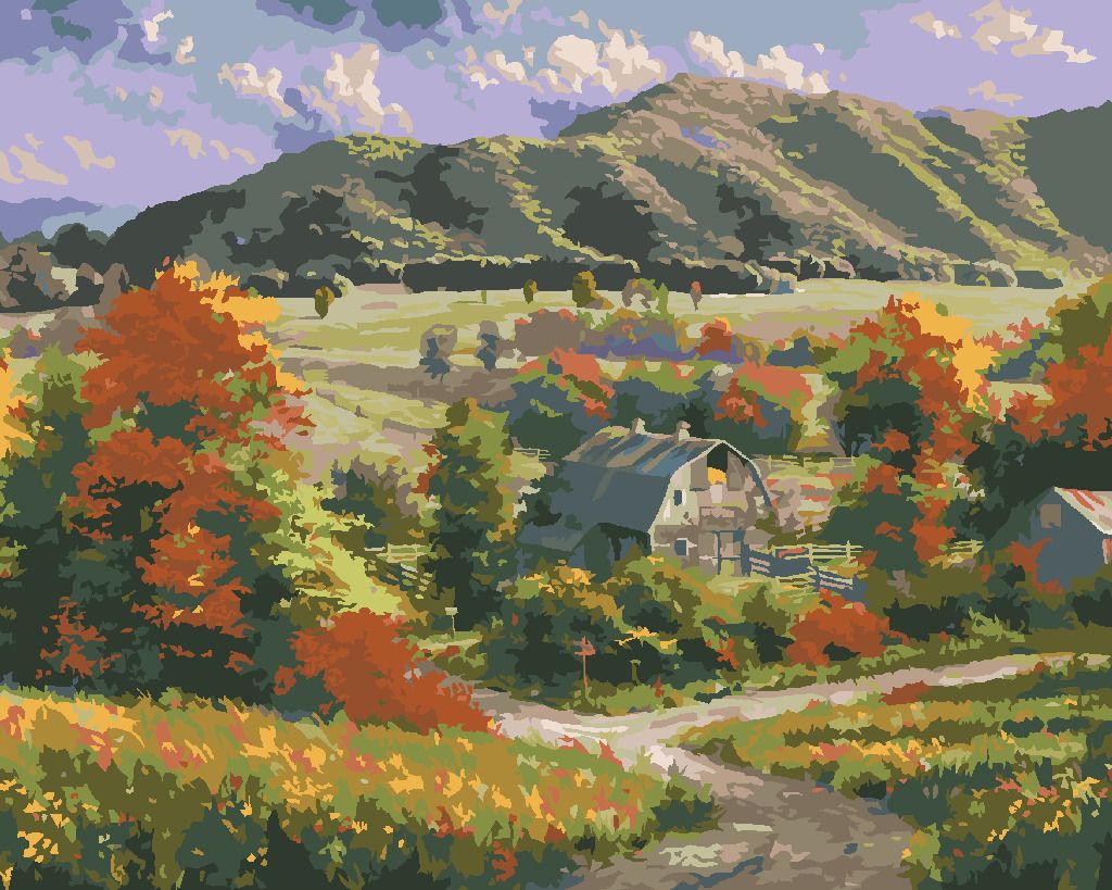 zuty Malování podle čísel - STATEK V ÚDOLÍ A HORY (ABRAHAM HUNTER) - Rozměr: 40x50 cm, Rámování: Varianta: vypnuté plátno na rám - obrázek 3