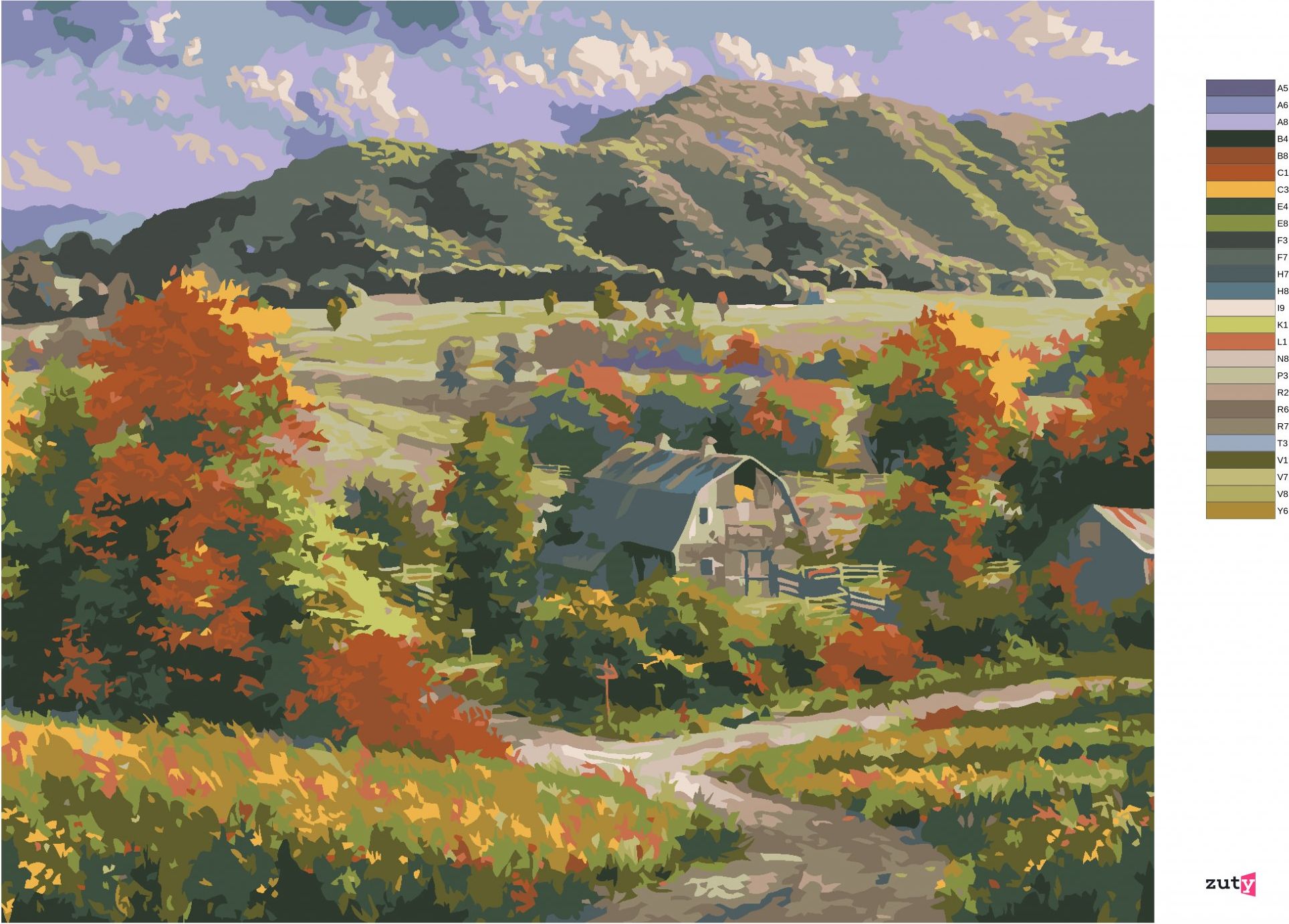 zuty Malování podle čísel - STATEK V ÚDOLÍ A HORY (ABRAHAM HUNTER) - Rozměr: 40x50 cm, Rámování: Varianta: vypnuté plátno na rám - obrázek 7