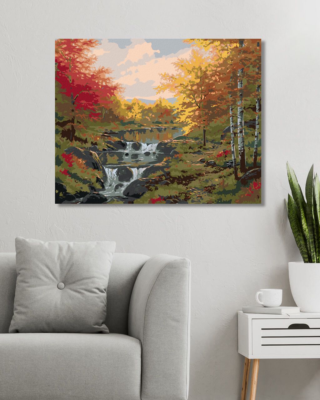 zuty Malování podle čísel - ŘEKA A PODZIMNÍ STROMY (ABRAHAM HUNTER) - Rozměr: 40x50 cm, Rámování: Varianta: vypnuté plátno na rám - obrázek 3