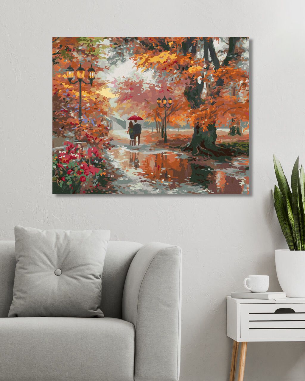 zuty Malování podle čísel - PÁR POD DEŠTNÍKEM PO DEŠTI A PODZIMNÍ PARK (ABRAHAM HUNTER) - Rozměr: 40x50 cm, Rámování: Varianta: bez rámu a bez vypnutí plátna - obrázek 10