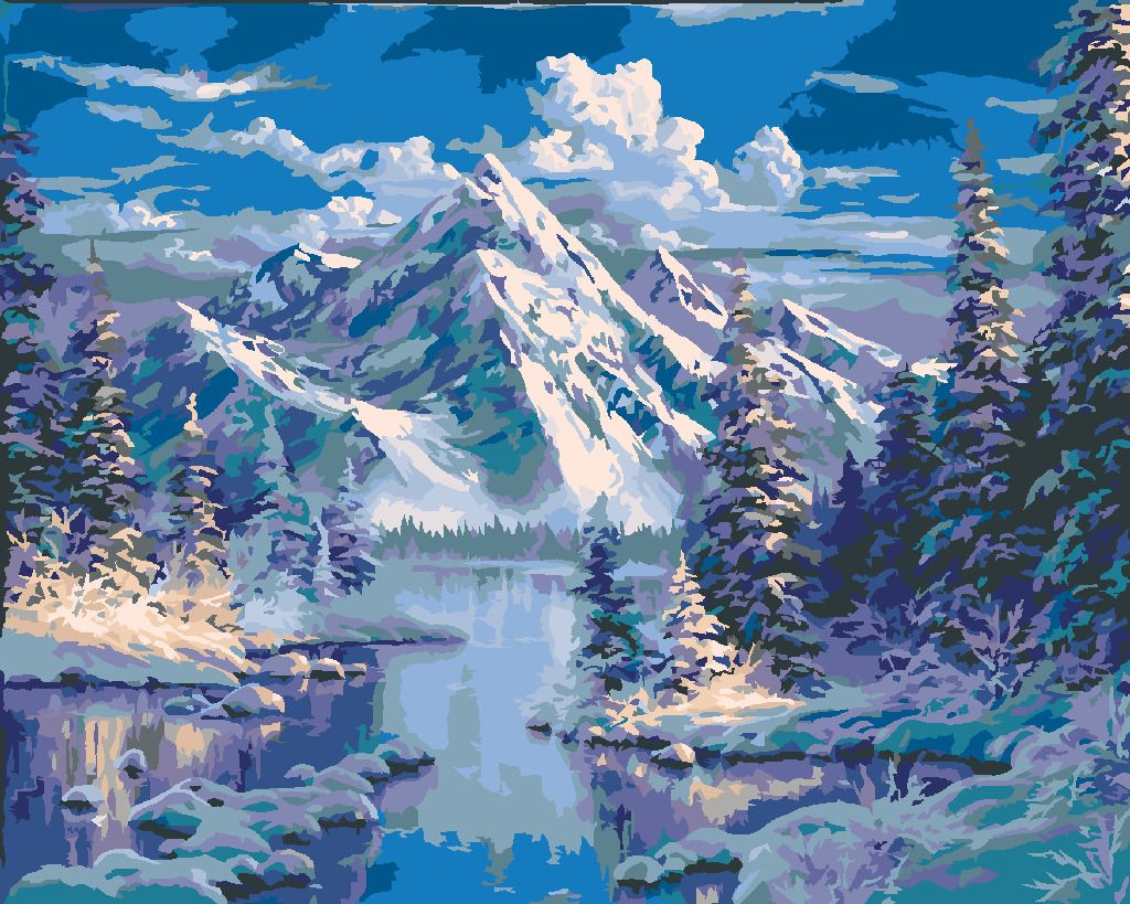 zuty Malování podle čísel - ŘEKA A HORY V ZIMĚ (ABRAHAM HUNTER) - Rozměr: 40x50 cm, Rámování: Varianta: bez rámu a bez vypnutí plátna - obrázek 7