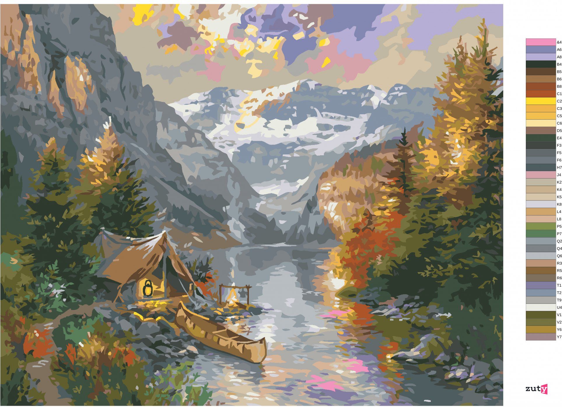 zuty Malování podle čísel - KANOJ A STAN U ŘEKY A HORY (ABRAHAM HUNTER) - Rozměr: 40x50 cm, Rámování: Varianta: vypnuté plátno na rám - obrázek 10