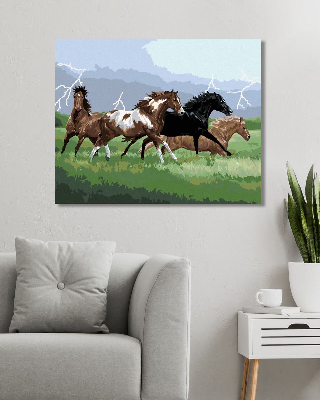 zuty Malování podle čísel - KONĚ V BĚHU V BOUŘI (ABRAHAM HUNTER) - Rozměr: 40x50 cm, Rámování: Varianta: vypnuté plátno na rám - obrázek 9